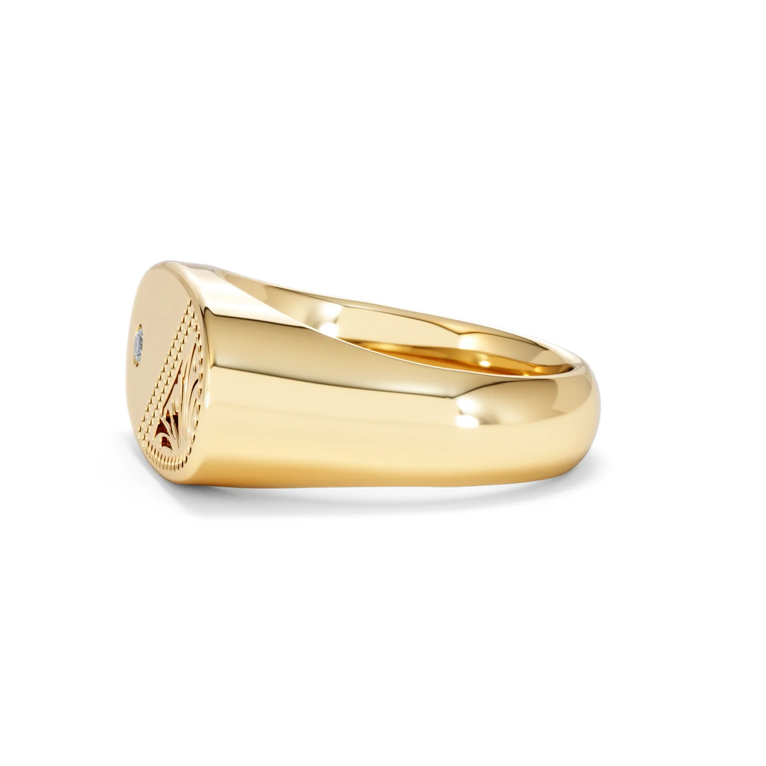 Crest 0.03ct Lab Diamond Men's Oblong Signet Ring in 18K Yellow Gold Vermeil - Image 71