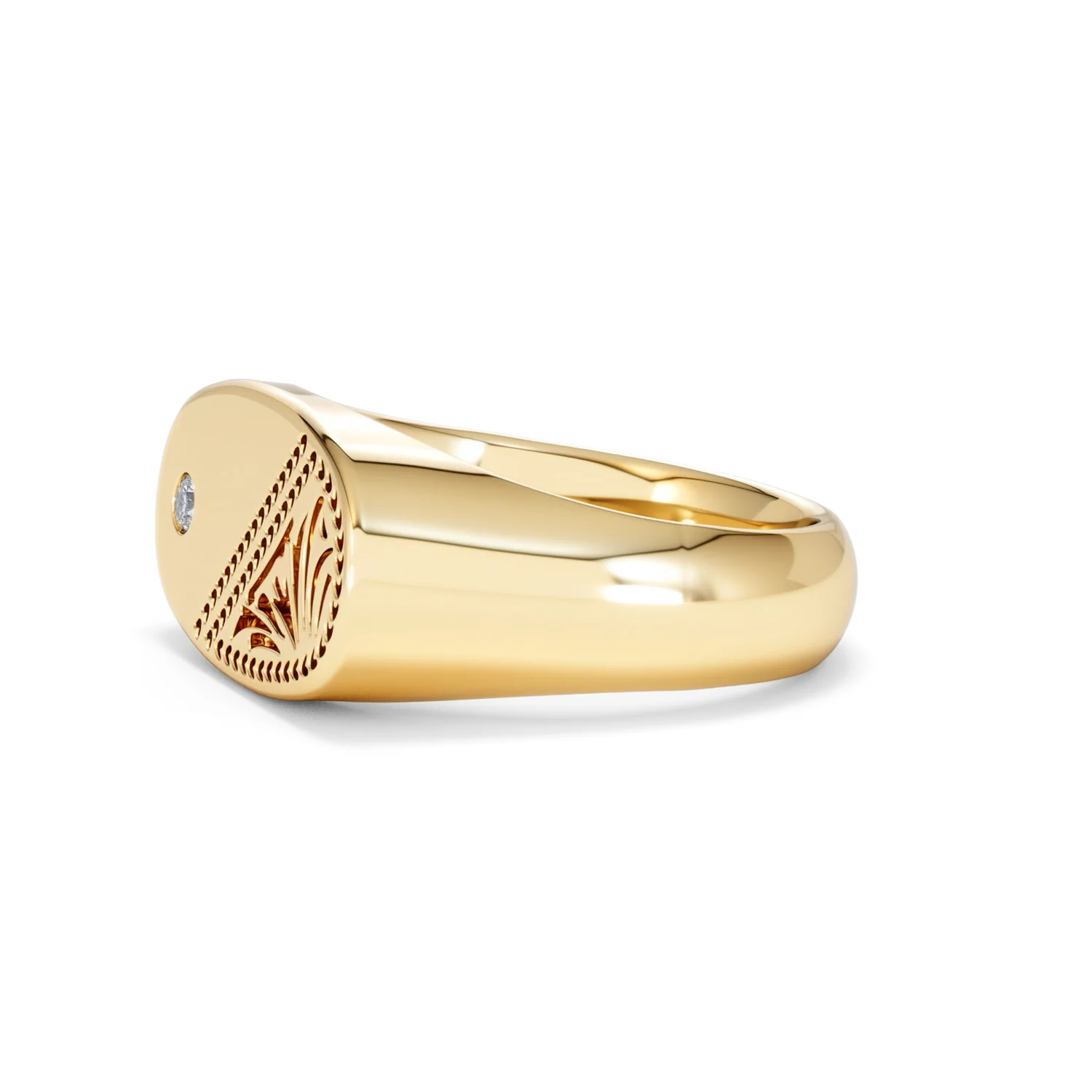 Crest 0.03ct Lab Diamond Men's Oblong Signet Ring in 18K Yellow Gold Vermeil - Image 73