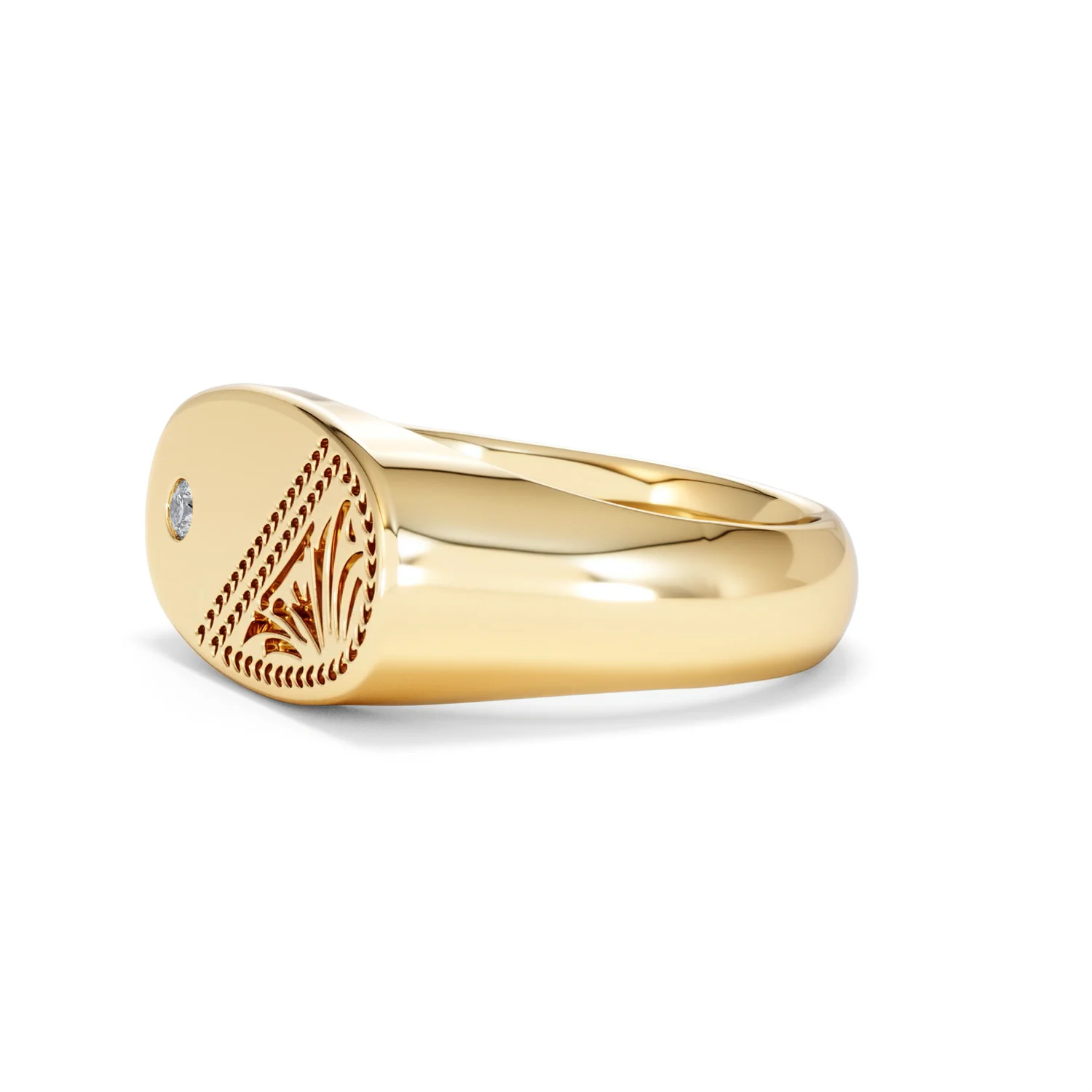 Crest 0.03ct Lab Diamond Men's Oblong Signet Ring in 18K Yellow Gold Vermeil - Image 74