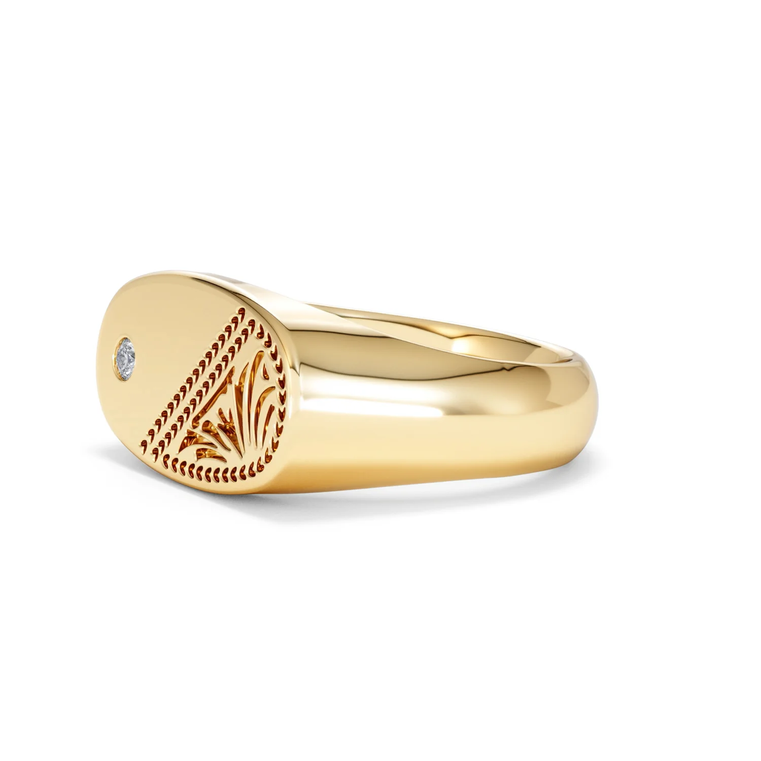 Crest 0.03ct Lab Diamond Men's Oblong Signet Ring in 18K Yellow Gold Vermeil - Image 75