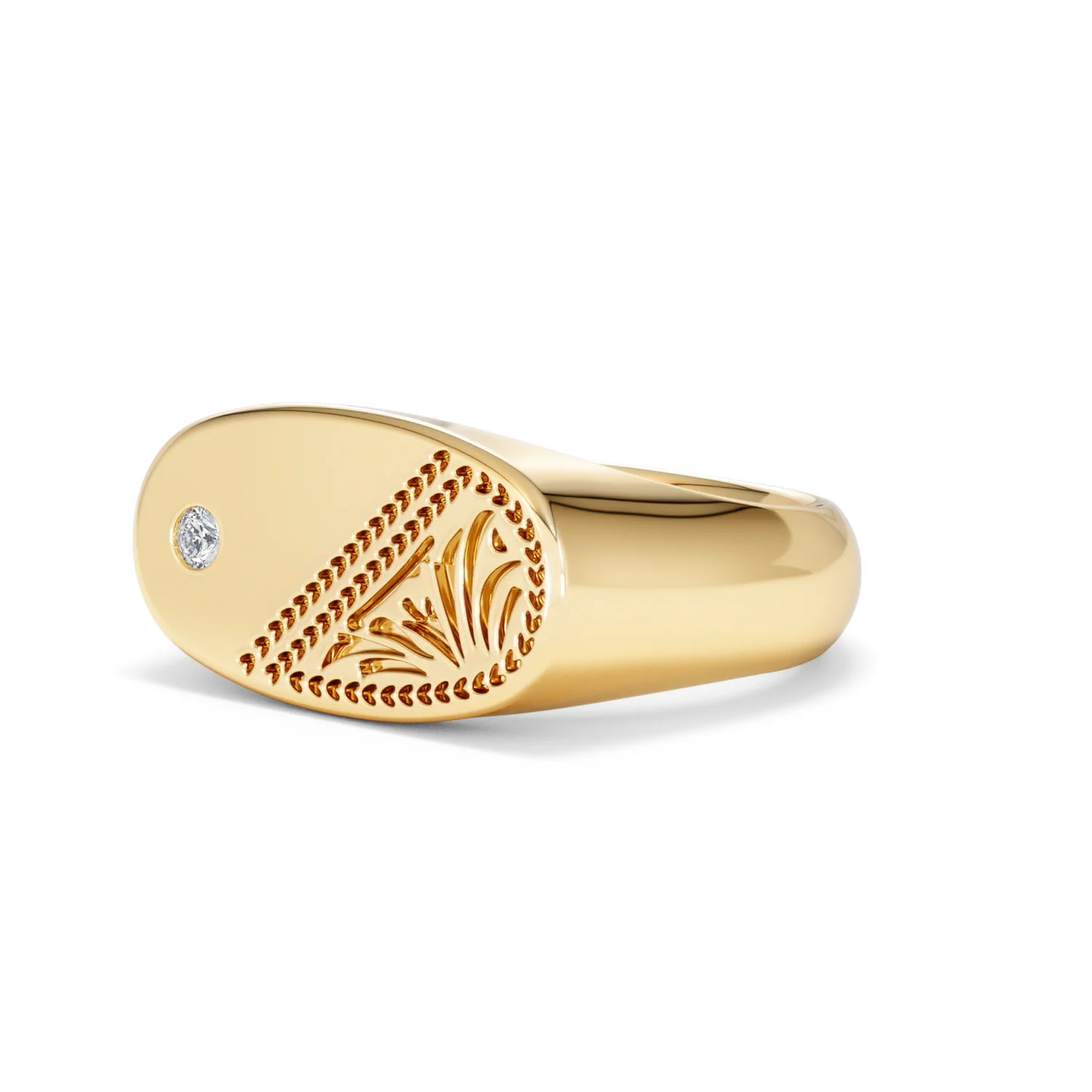 Crest 0.03ct Lab Diamond Men's Oblong Signet Ring in 18K Yellow Gold Vermeil - Image 79