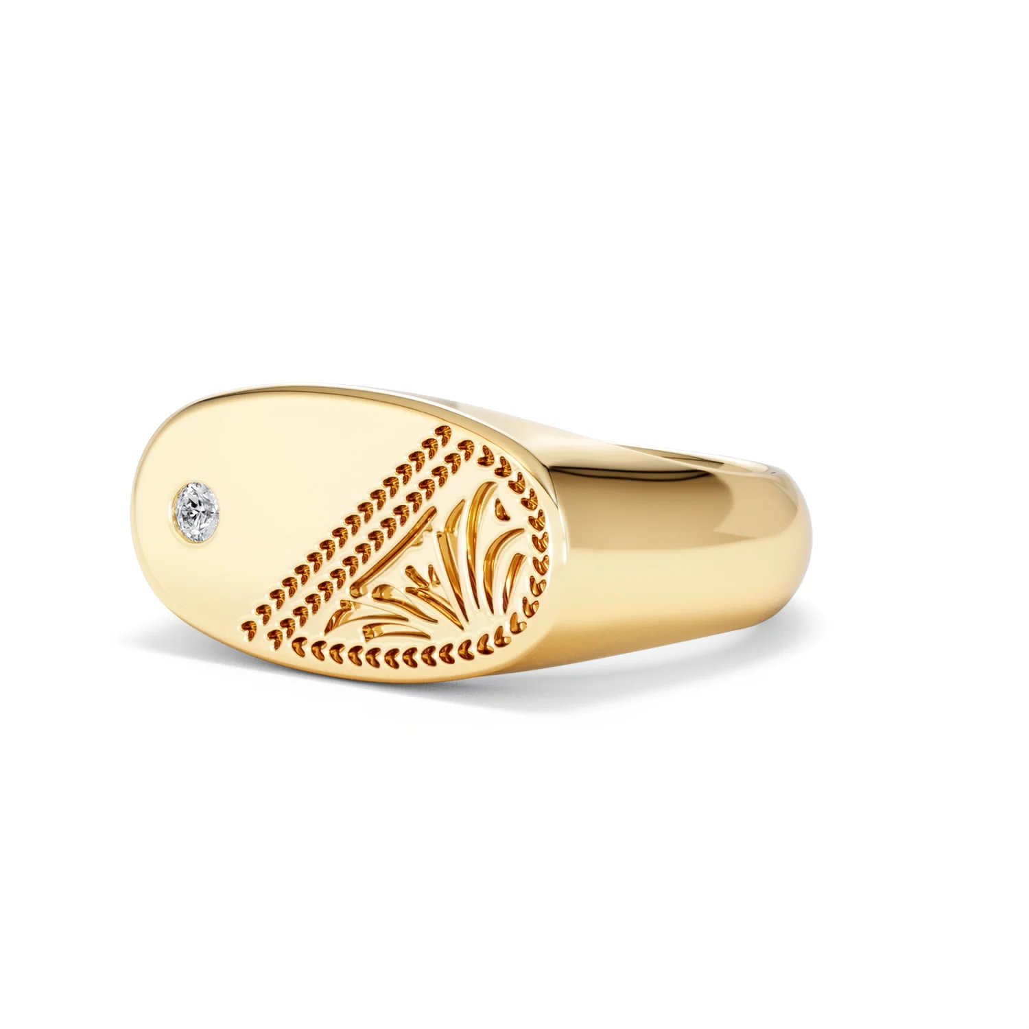 Crest 0.03ct Lab Diamond Men's Oblong Signet Ring in 18K Yellow Gold Vermeil - Image 80