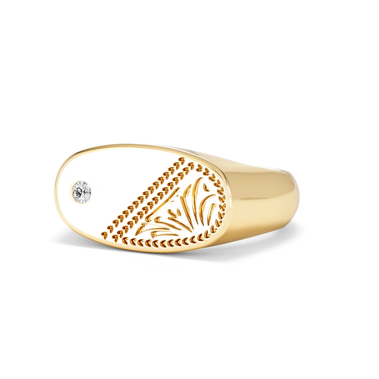 Crest 0.03ct Lab Diamond Men's Oblong Signet Ring in 18K Yellow Gold Vermeil - Image 82