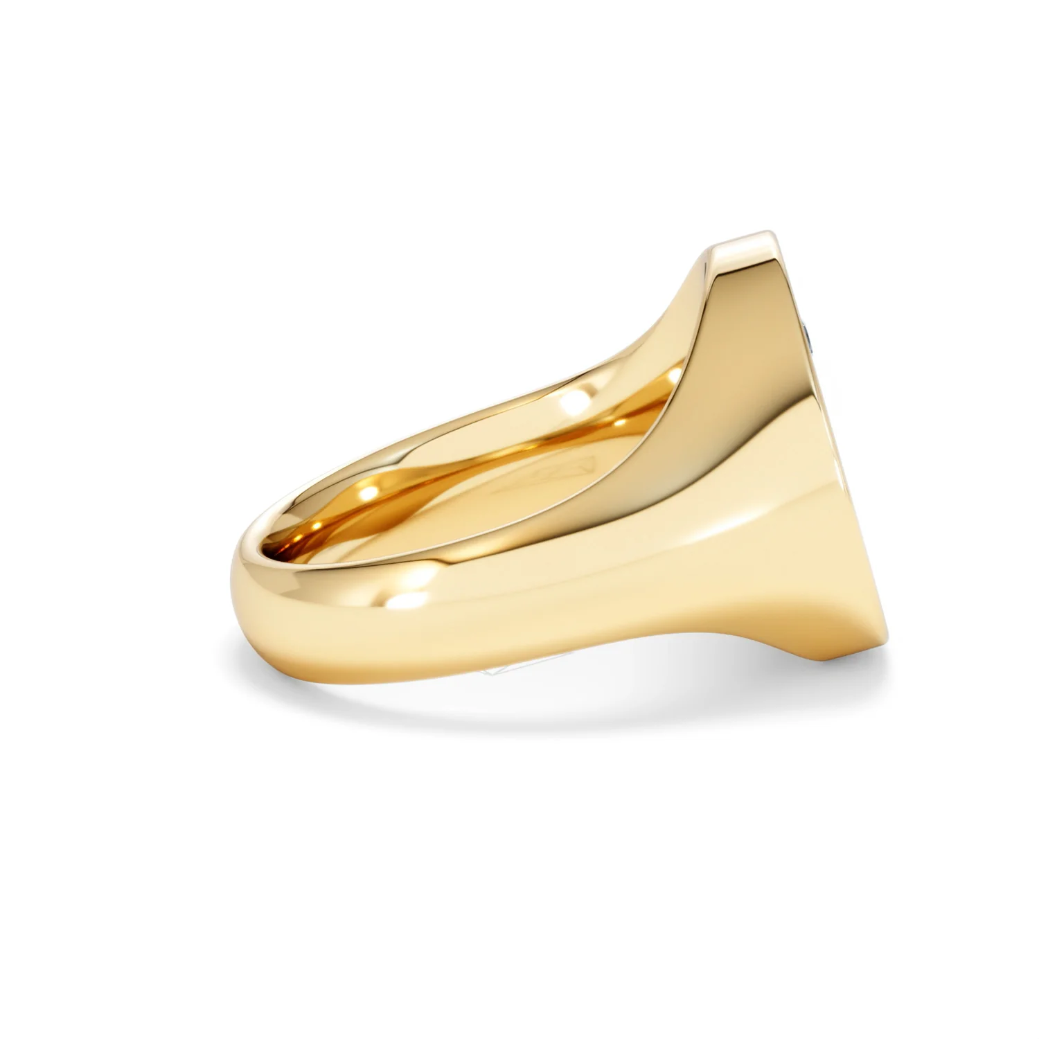 Crest 0.03ct Lab Diamond Men's Round Signet Ring in 18K Yellow Gold Vermeil - Image 28
