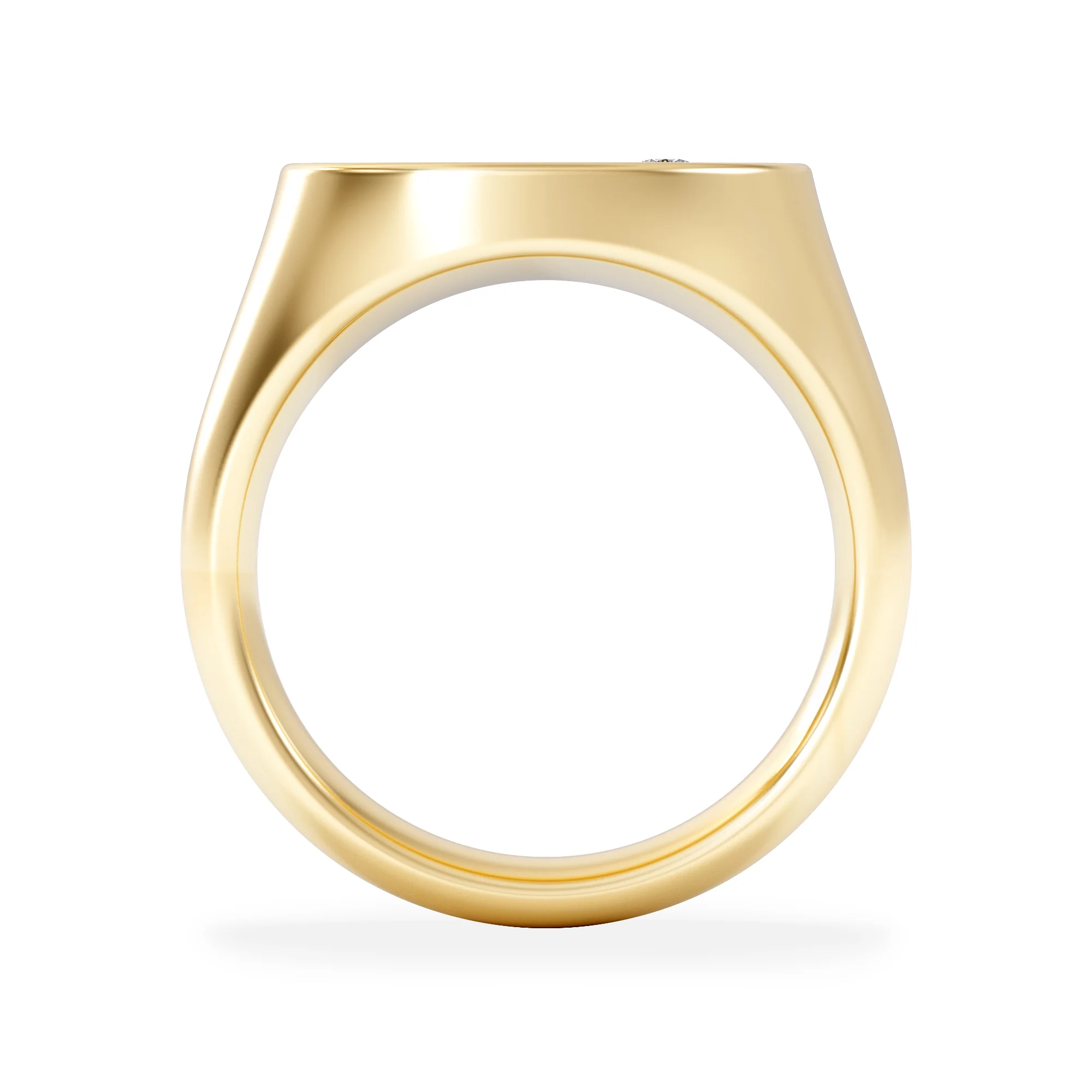 Crest 0.03ct Lab Diamond Men's Round Signet Ring in 18K Yellow Gold Vermeil - Image 3