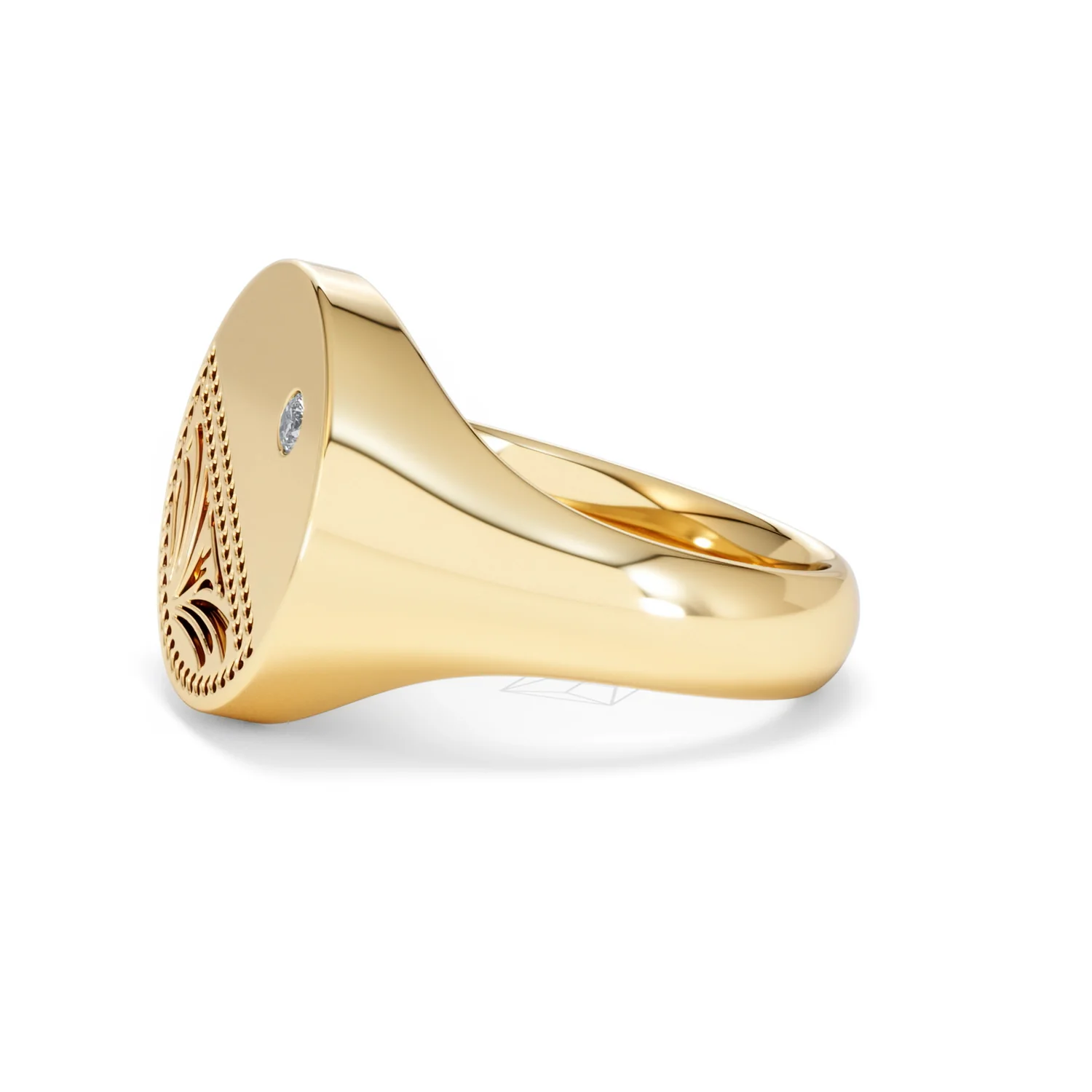 Crest 0.03ct Lab Diamond Men's Round Signet Ring in 18K Yellow Gold Vermeil - Image 72