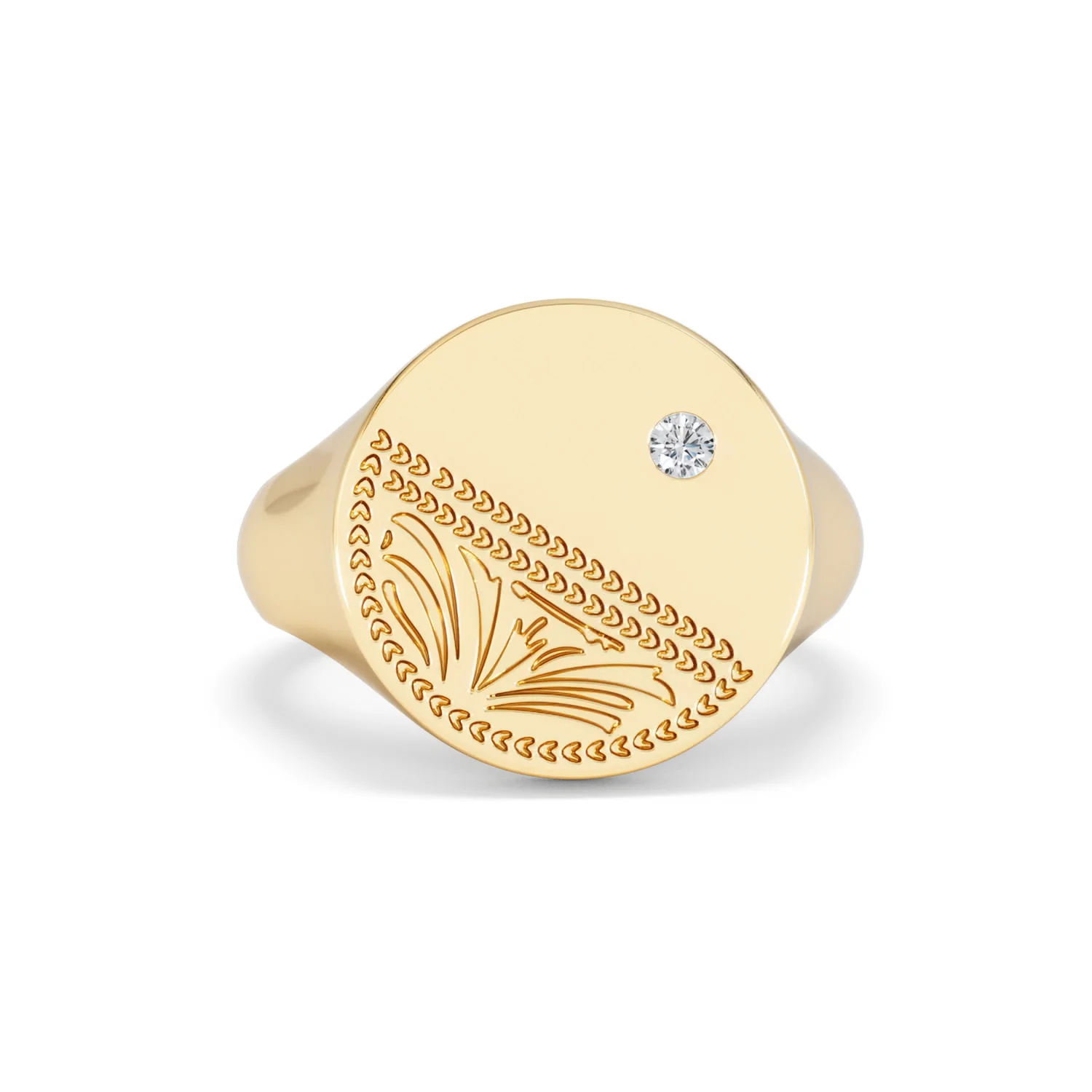Crest 0.03ct Lab Diamond Men's Round Signet Ring in 18K Yellow Gold Vermeil - Image 9