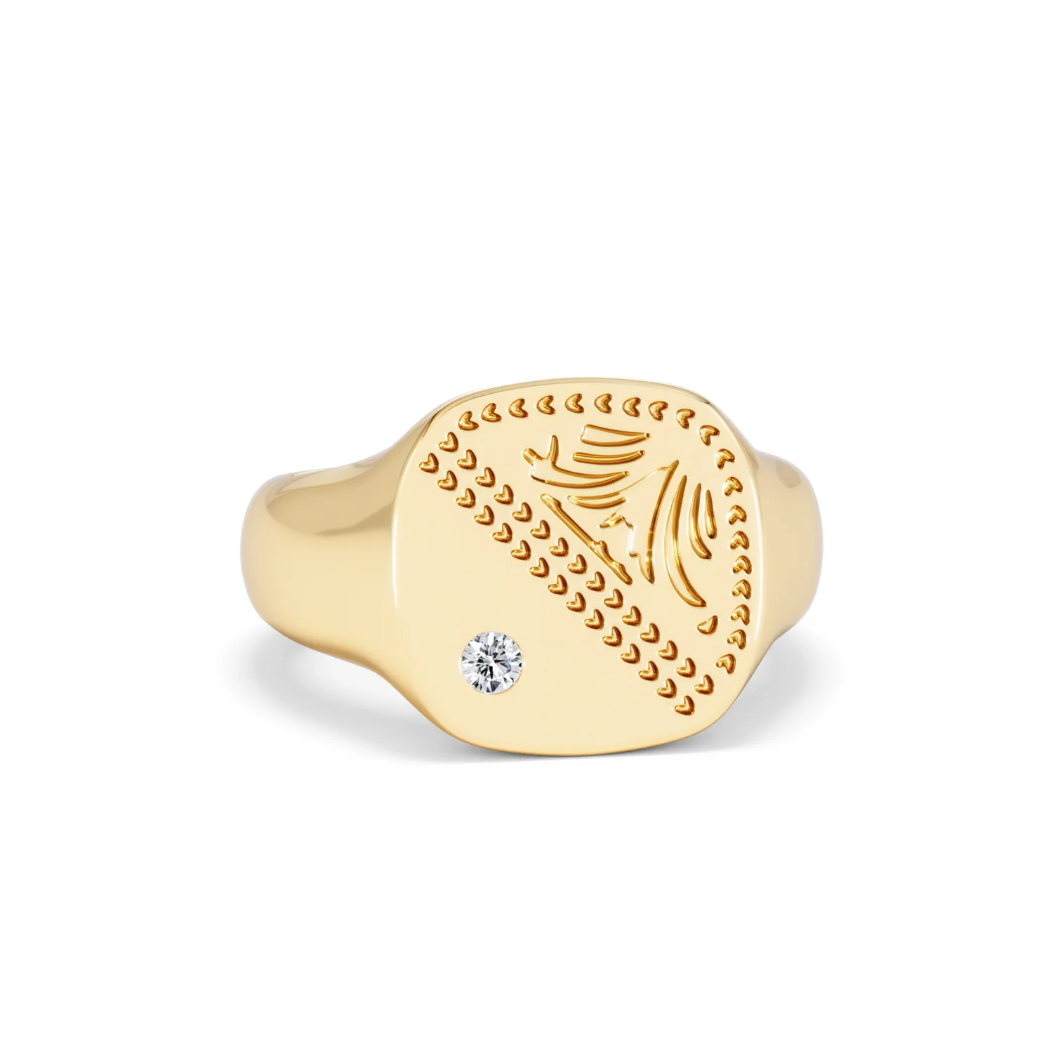 Crest 0.03ct Lab Diamond Men's Square Signet Ring in 18K Yellow Gold Vermeil - Image 10