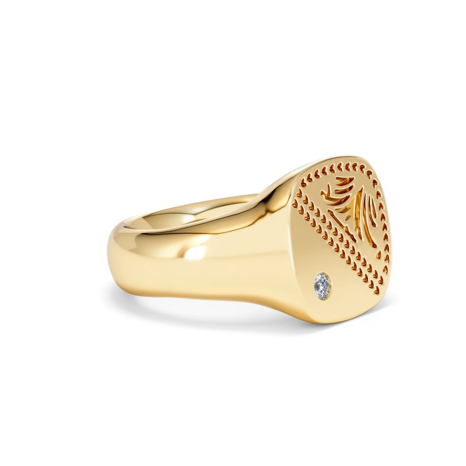 Crest 0.03ct Lab Diamond Men's Square Signet Ring in 18K Yellow Gold Vermeil - Image 19