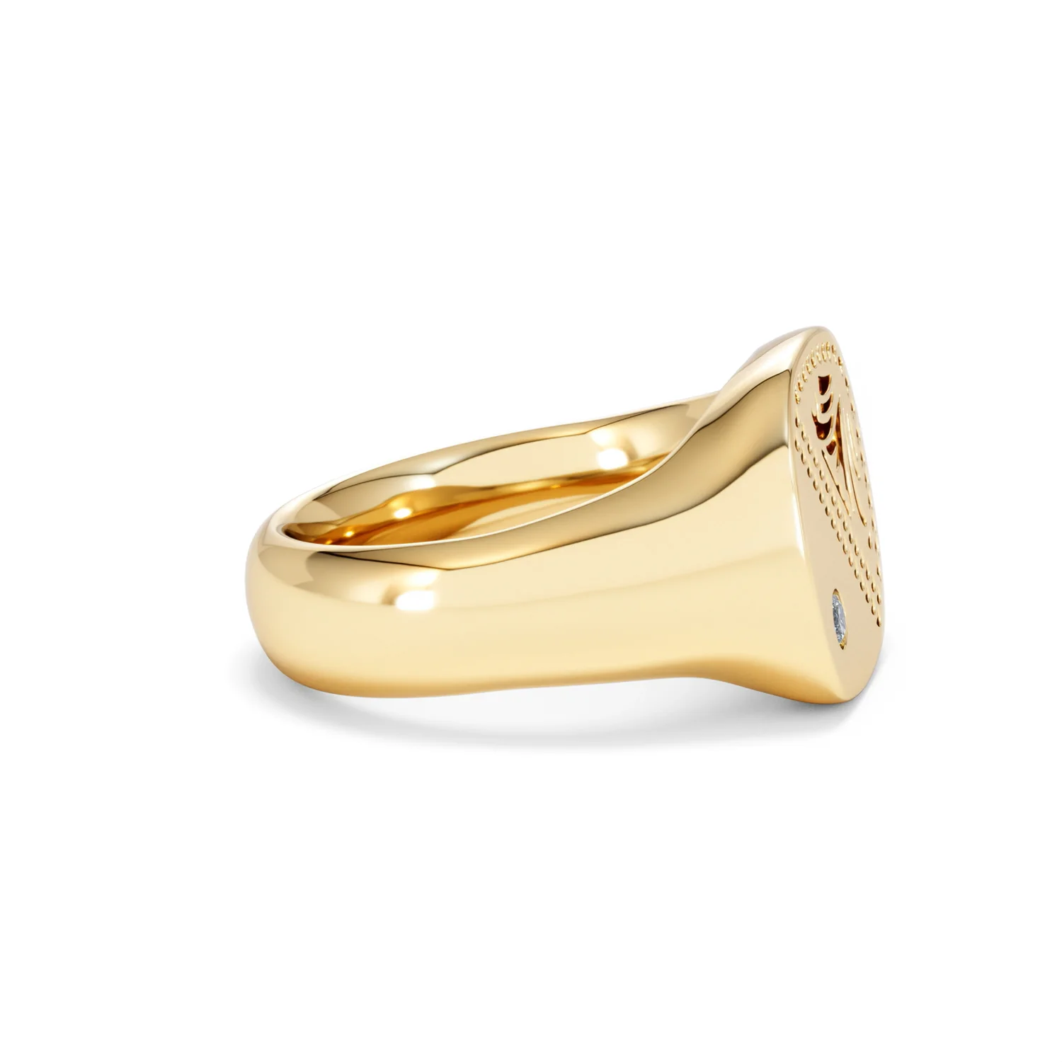 Crest 0.03ct Lab Diamond Men's Square Signet Ring in 18K Yellow Gold Vermeil - Image 25