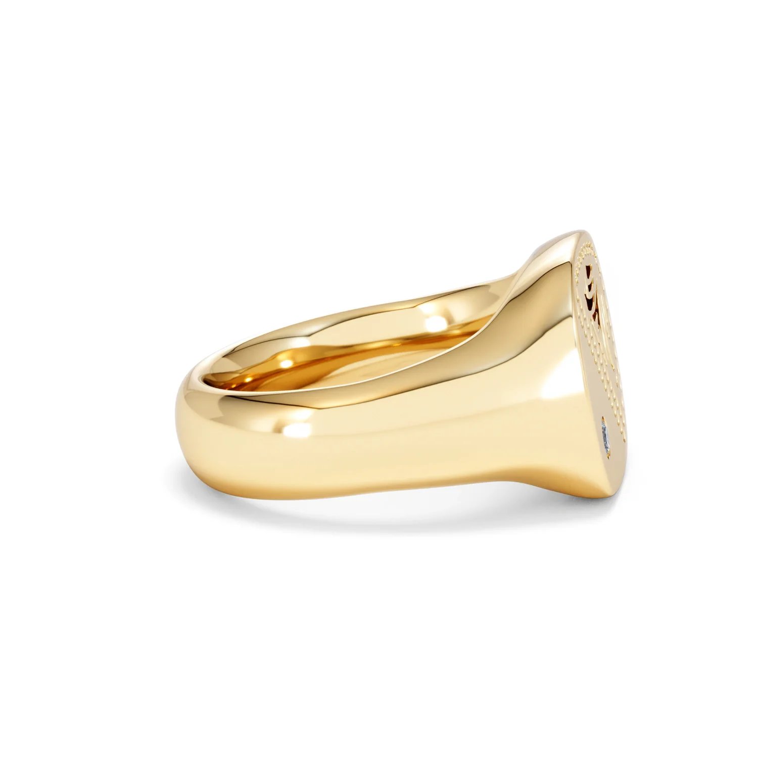 Crest 0.03ct Lab Diamond Men's Square Signet Ring in 18K Yellow Gold Vermeil - Image 26