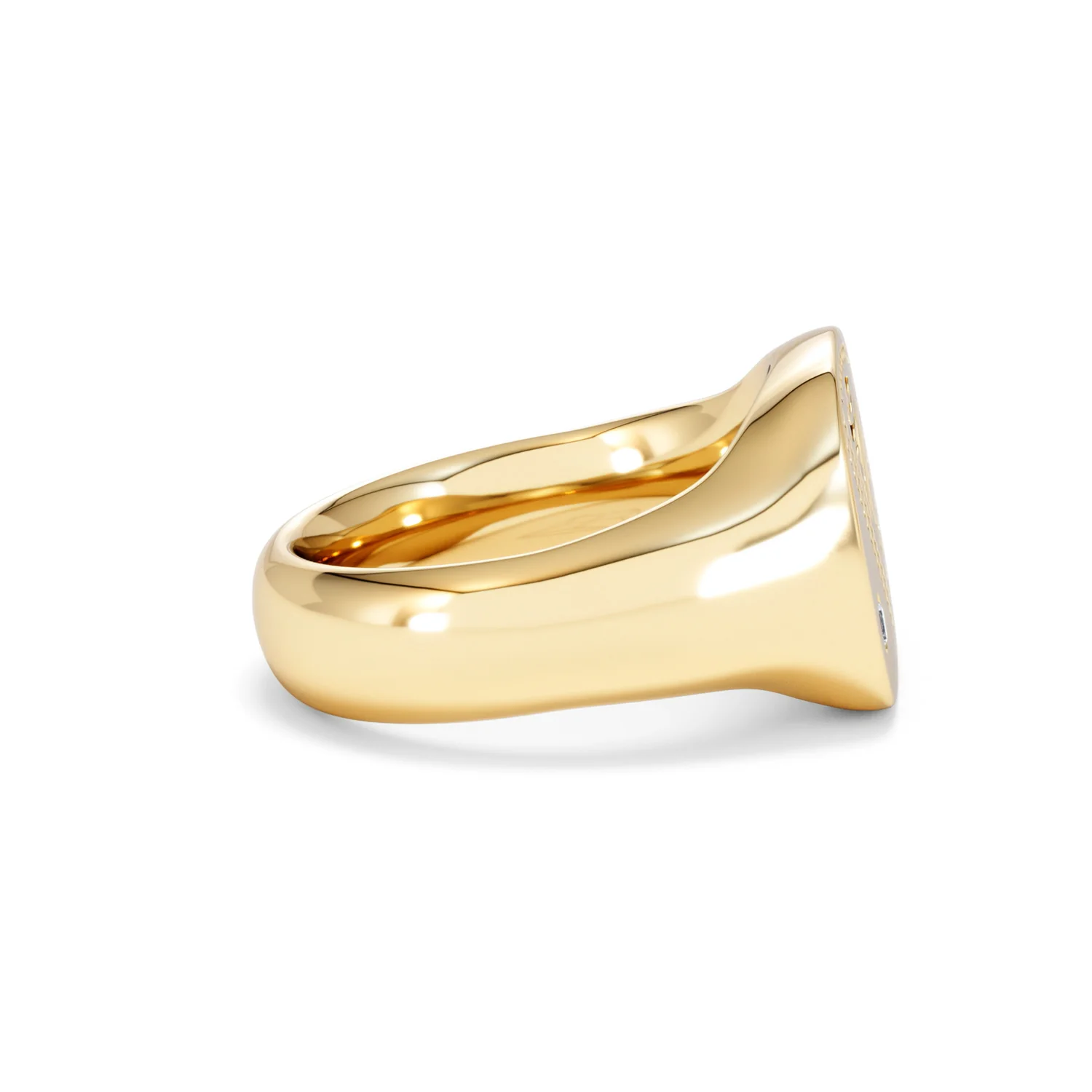 Crest 0.03ct Lab Diamond Men's Square Signet Ring in 18K Yellow Gold Vermeil - Image 27