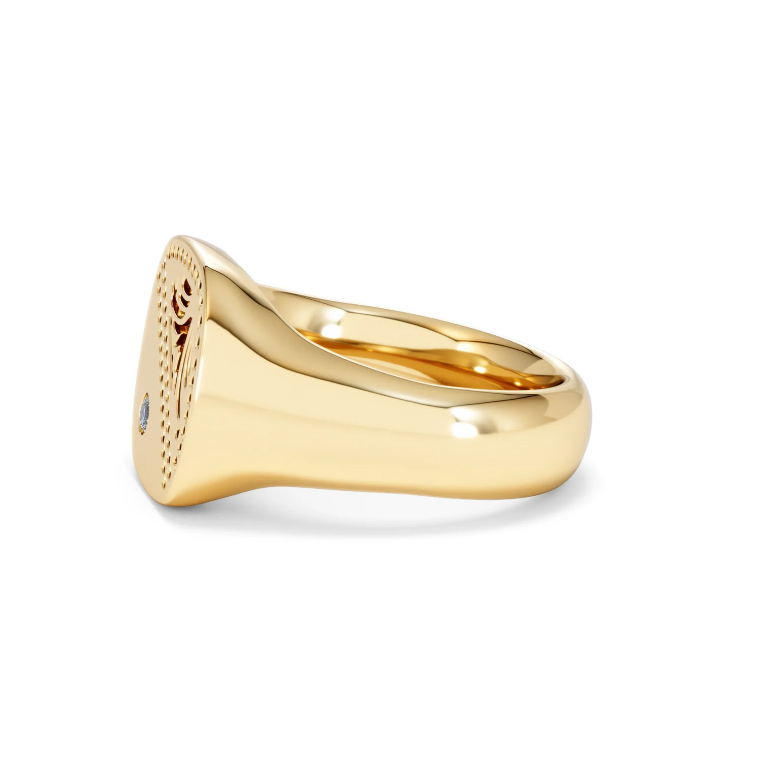 Crest 0.03ct Lab Diamond Men's Square Signet Ring in 18K Yellow Gold Vermeil - Image 71