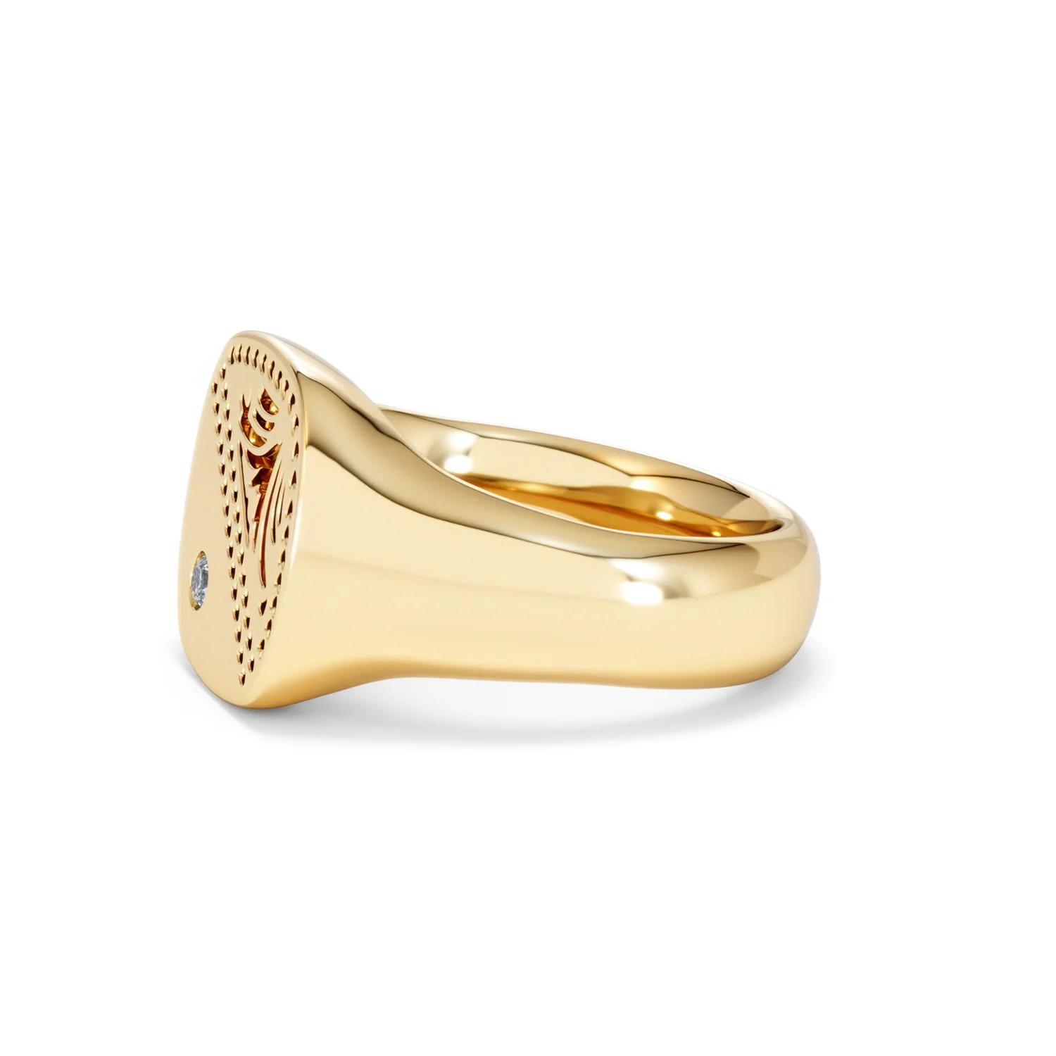 Crest 0.03ct Lab Diamond Men's Square Signet Ring in 18K Yellow Gold Vermeil - Image 72