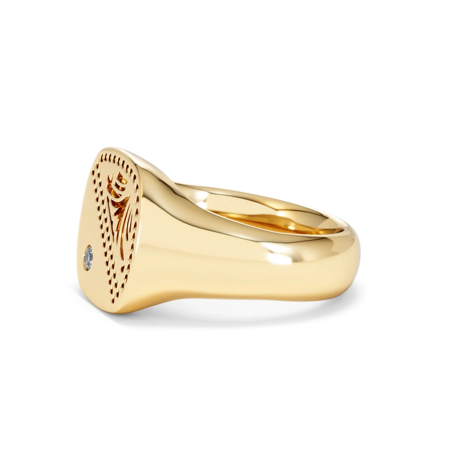 Crest 0.03ct Lab Diamond Men's Square Signet Ring in 18K Yellow Gold Vermeil - Image 73