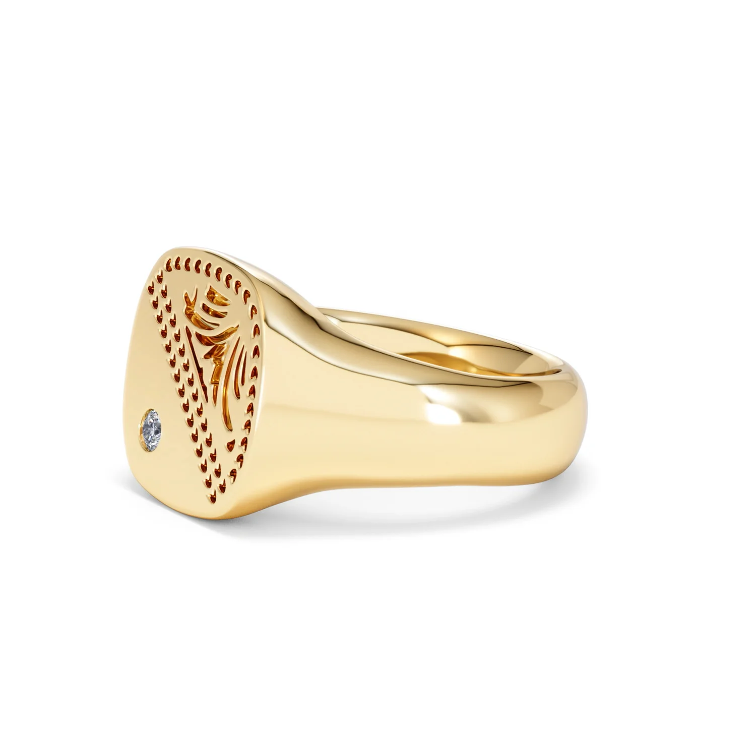 Crest 0.03ct Lab Diamond Men's Square Signet Ring in 18K Yellow Gold Vermeil - Image 75