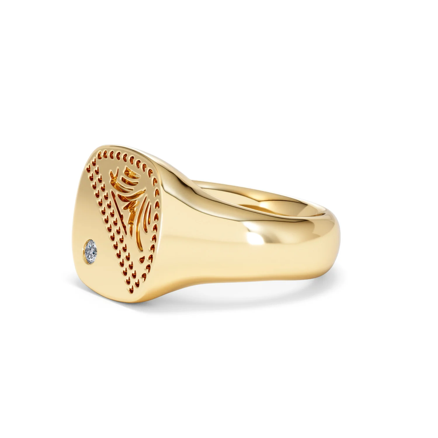 Crest 0.03ct Lab Diamond Men's Square Signet Ring in 18K Yellow Gold Vermeil - Image 76