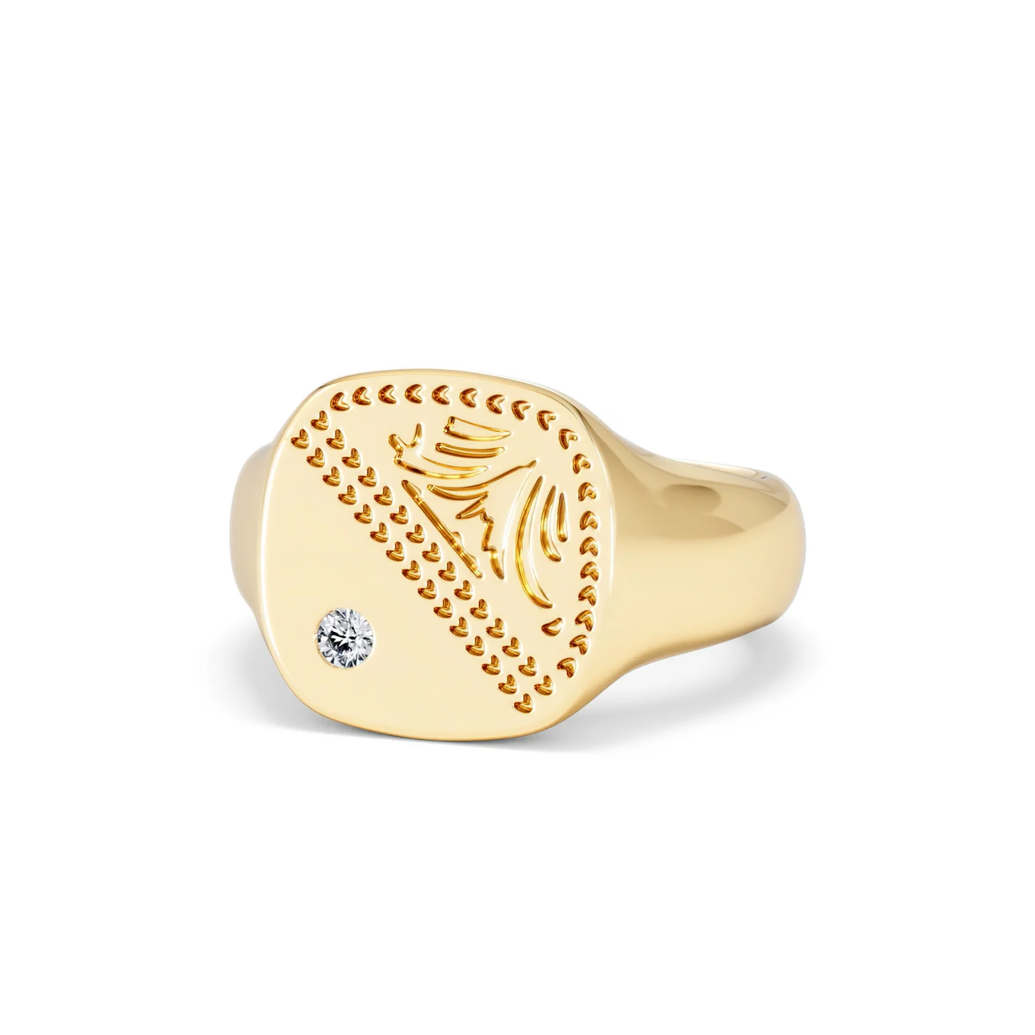 Crest 0.03ct Lab Diamond Men's Square Signet Ring in 18K Yellow Gold Vermeil - Image 84