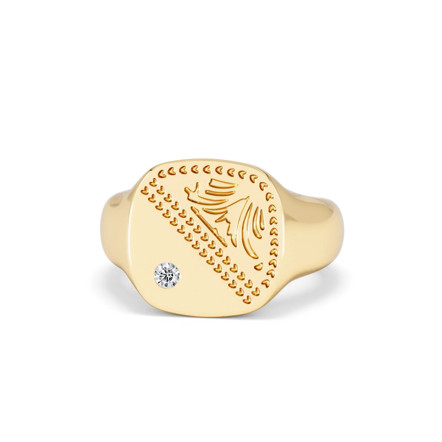 Crest 0.03ct Lab Diamond Men's Square Signet Ring in 18K Yellow Gold Vermeil - Image 86