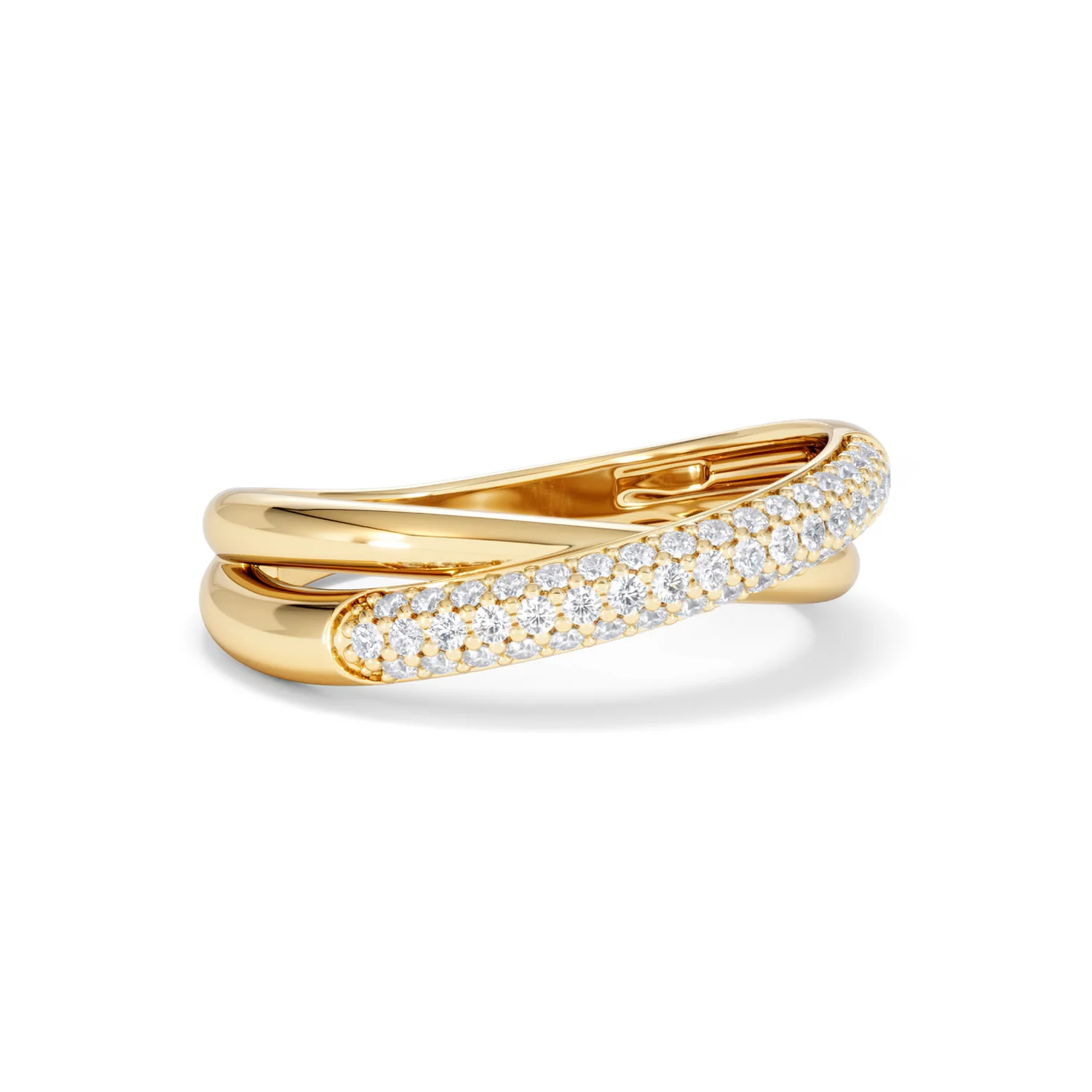 Crossover Set Lab Diamond Pave Ring 0.35ct in 18K Gold Vermeil - Image 16