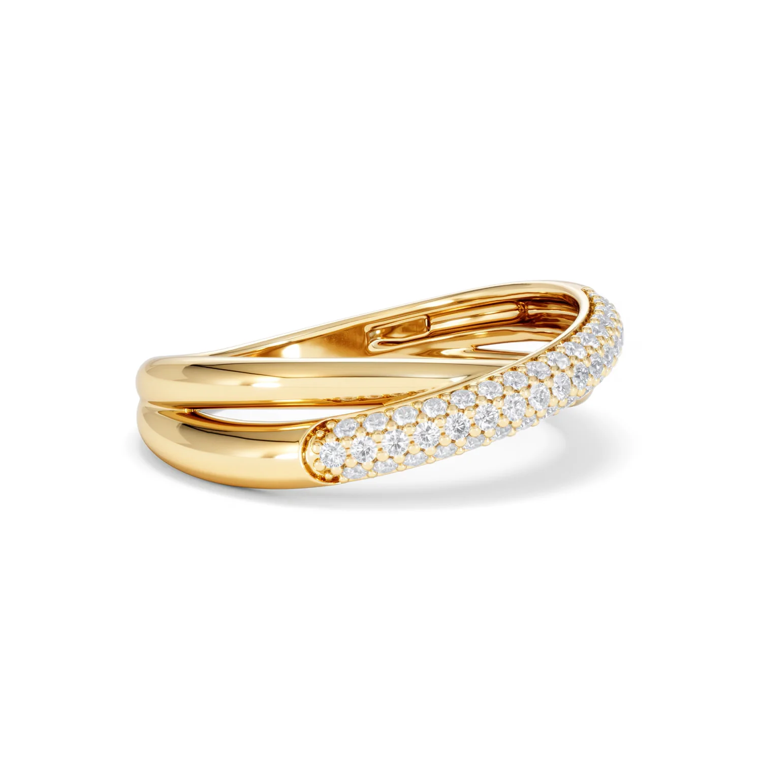 Crossover Set Lab Diamond Pave Ring 0.35ct in 18K Gold Vermeil - Image 20