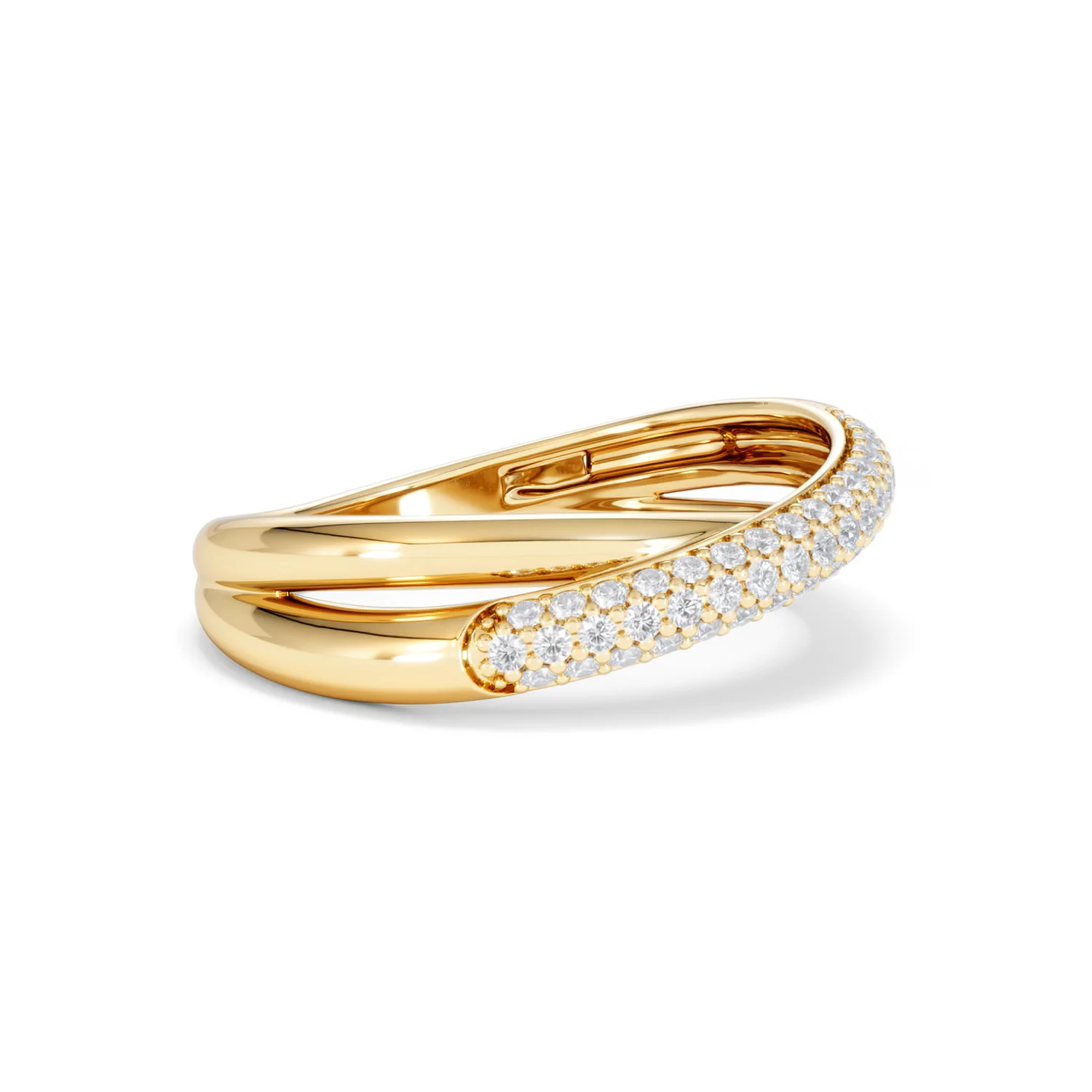 Crossover Set Lab Diamond Pave Ring 0.35ct in 18K Gold Vermeil - Image 21