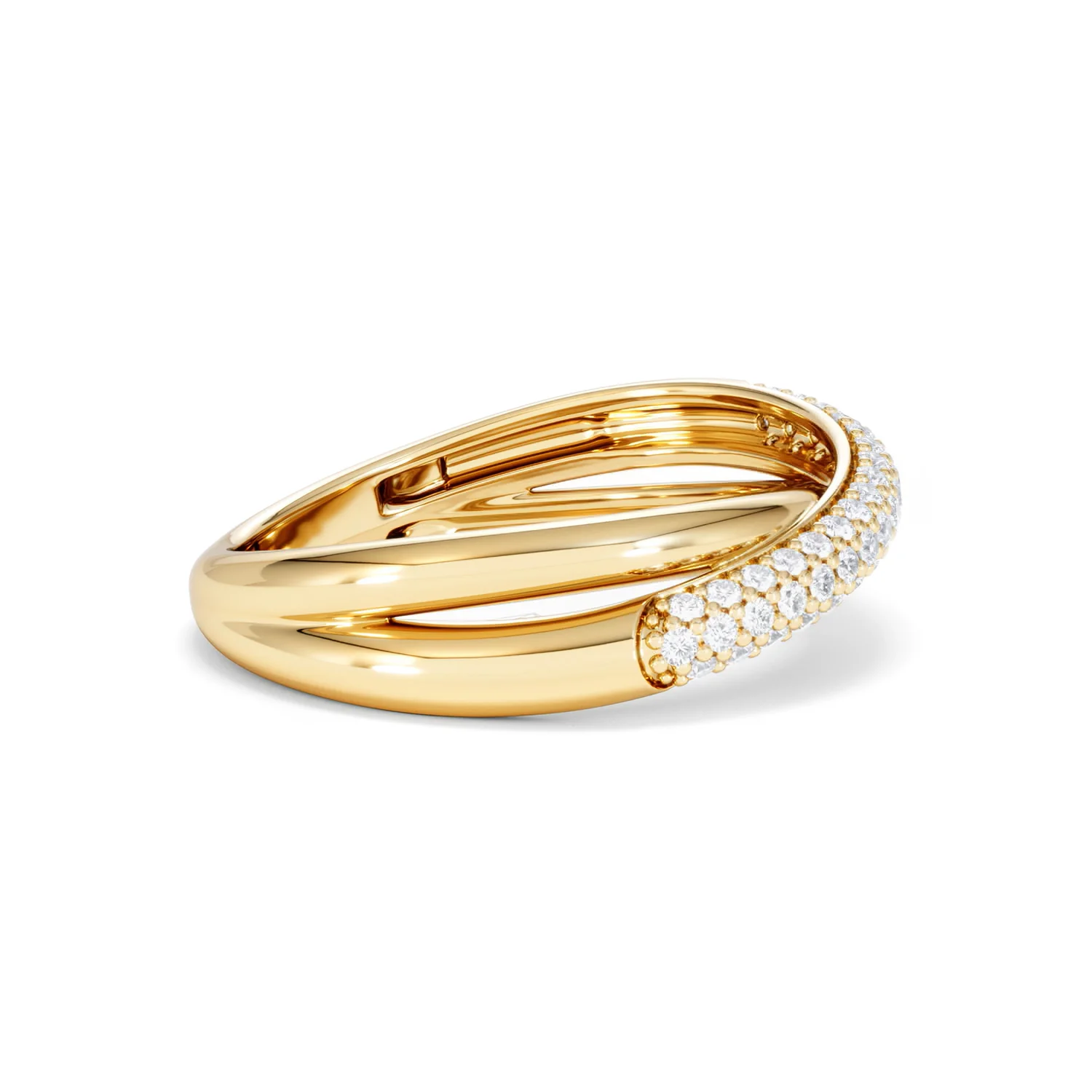 Crossover Set Lab Diamond Pave Ring 0.35ct in 18K Gold Vermeil - Image 27