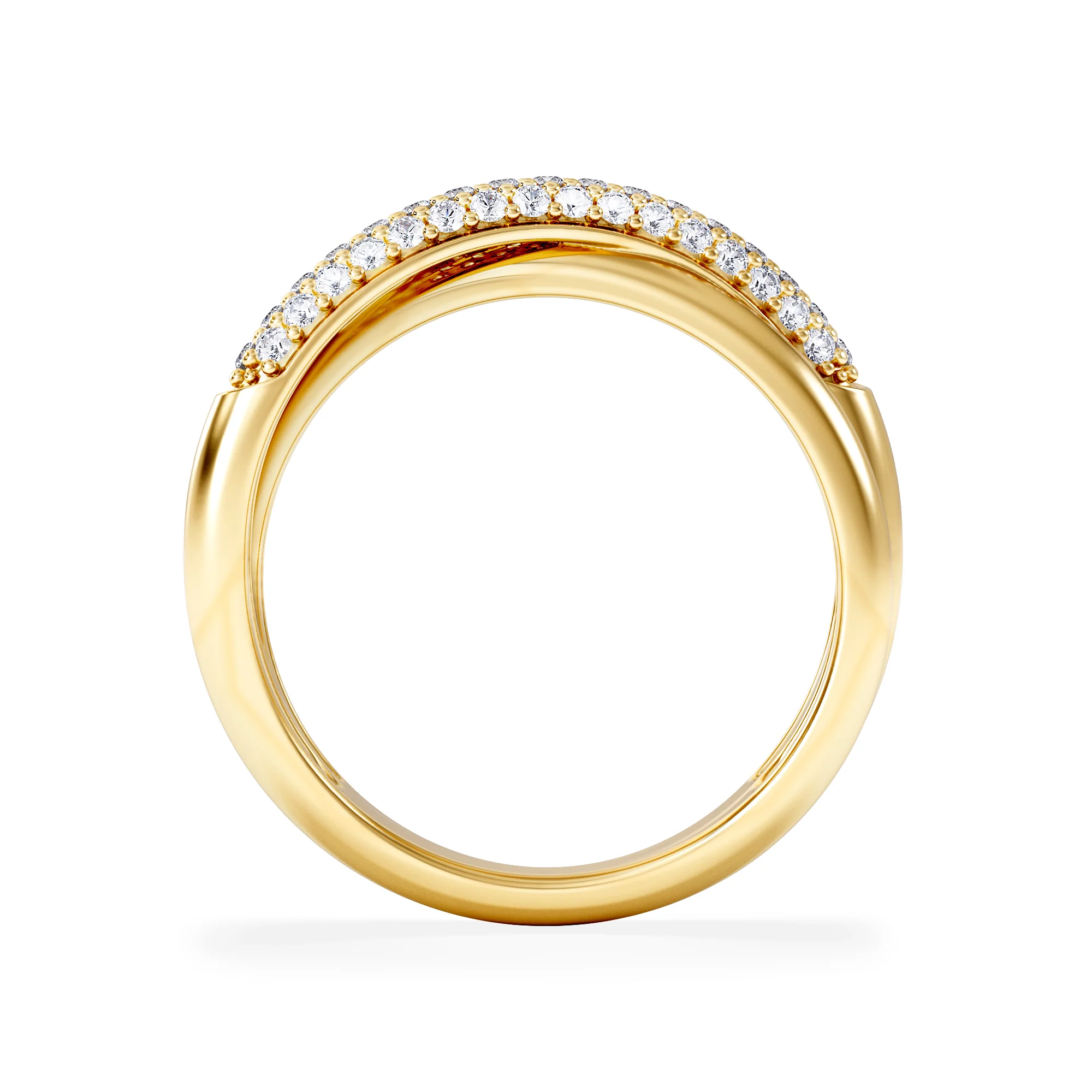 Crossover Set Lab Diamond Pave Ring 0.35ct in 18K Gold Vermeil - Image 3
