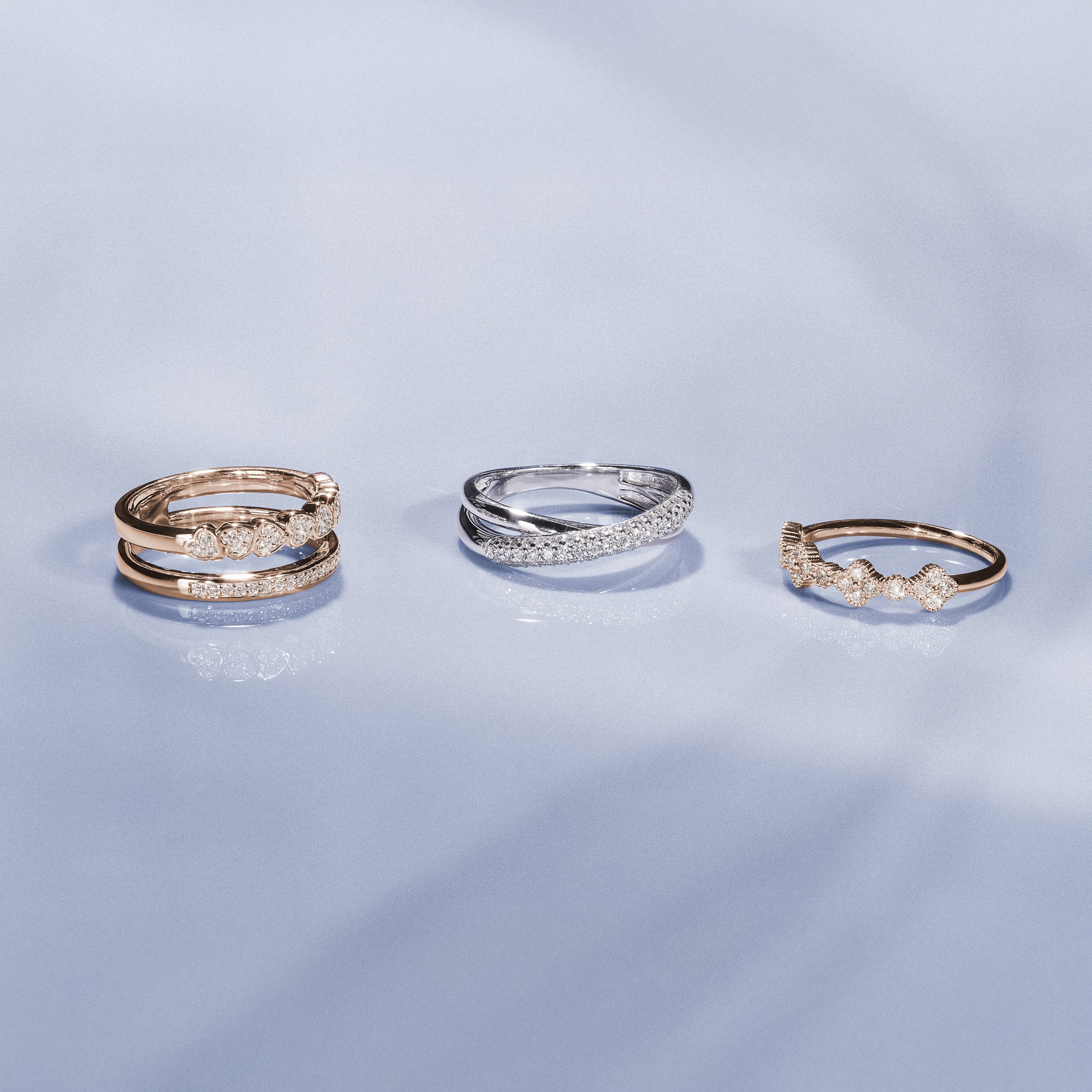 Crossover Set Lab Diamond Ring 0.35ct in 925 Silver - Image 9