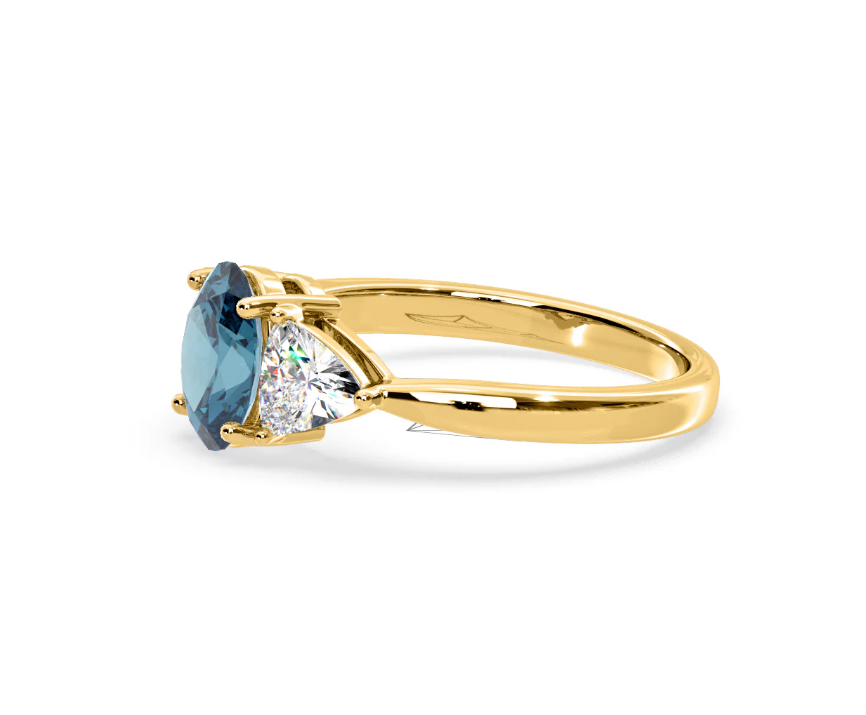 Dalia Blue Lab Diamond Oval with Trillions 1.70ct Ring in 18K Yellow Gold - Elara Collection - Image 21