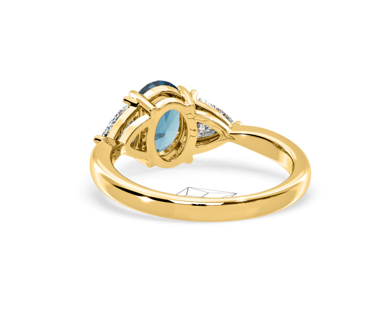 Dalia Blue Lab Diamond Oval with Trillions 1.70ct Ring in 18K Yellow Gold - Elara Collection - Image 42