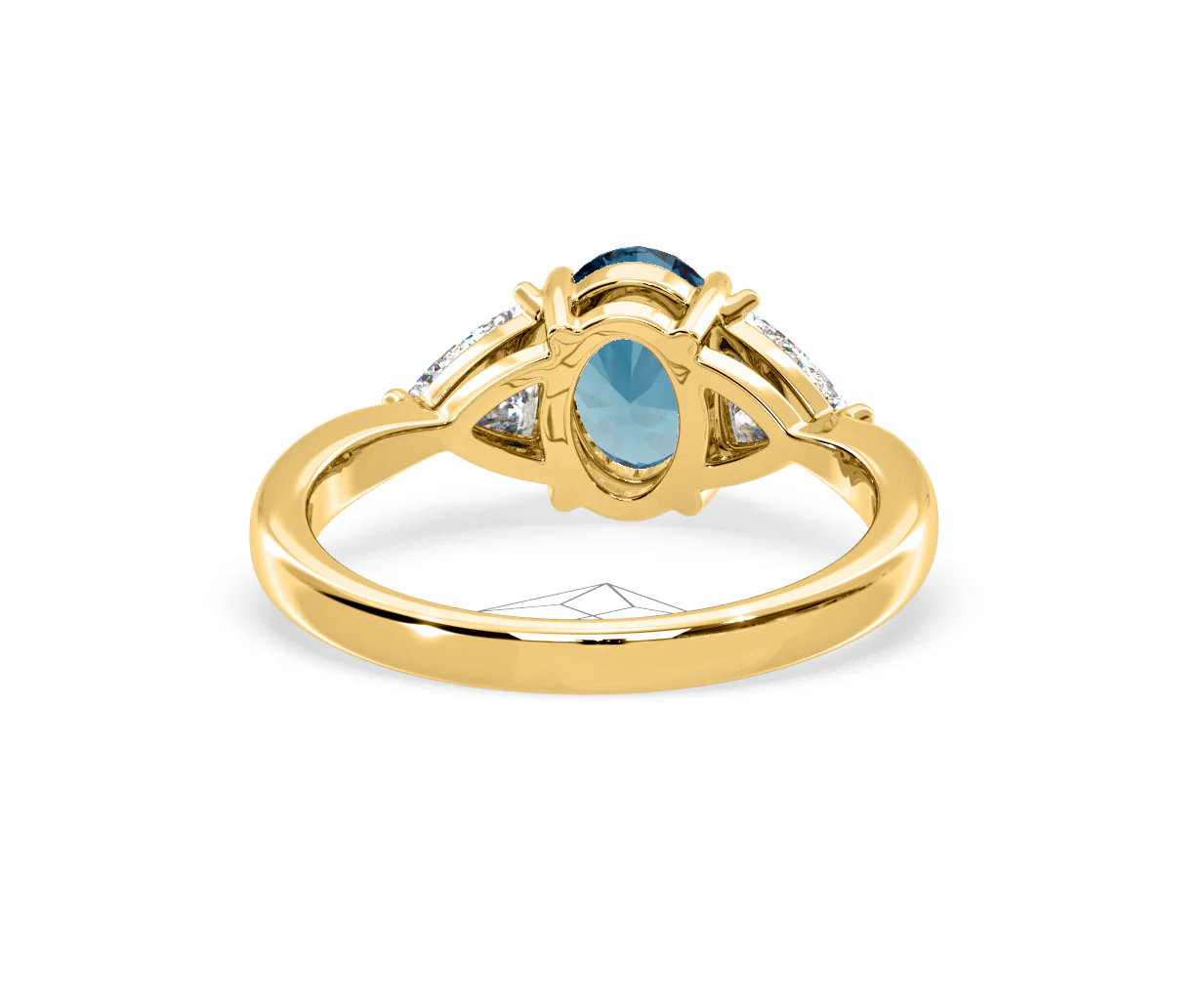 Dalia Blue Lab Diamond Oval with Trillions 1.70ct Ring in 18K Yellow Gold - Elara Collection - Image 48