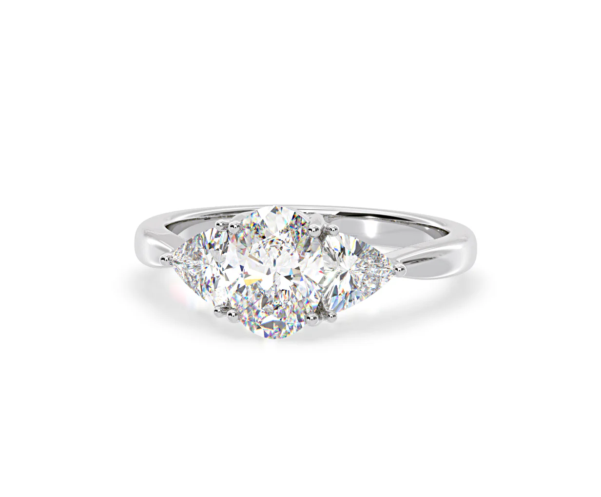 Dalia Lab Diamond Oval with Trillions 1.70ct Ring in 18K White Gold F/VS1 - Image 10