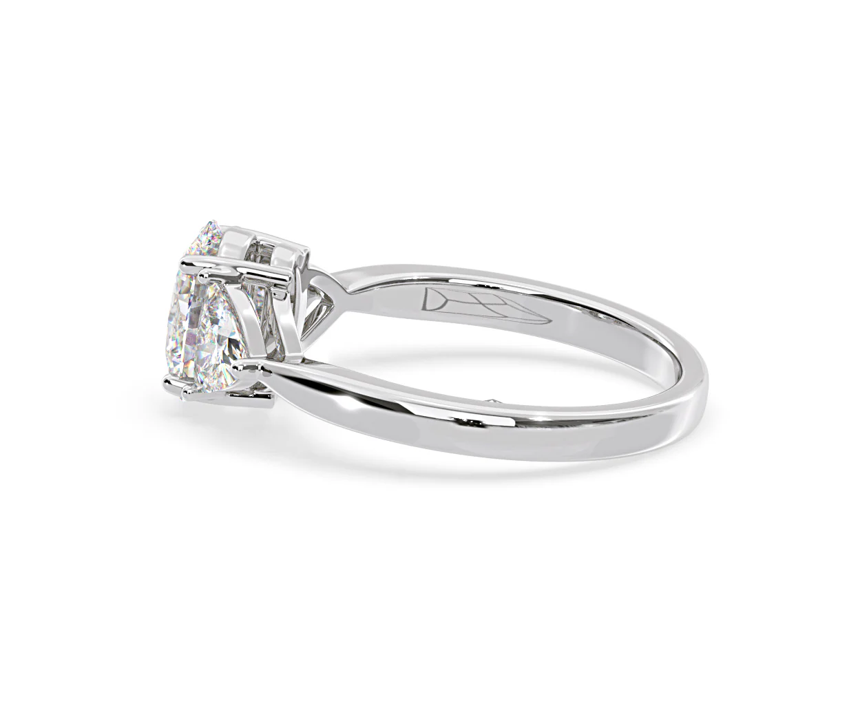 Dalia Lab Diamond Oval with Trillions 1.70ct Ring in 18K White Gold F/VS1 - Image 110