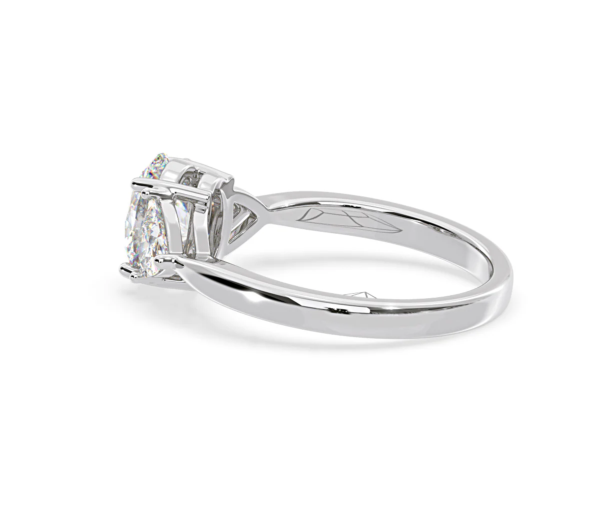 Dalia Lab Diamond Oval with Trillions 1.70ct Ring in 18K White Gold F/VS1 - Image 112