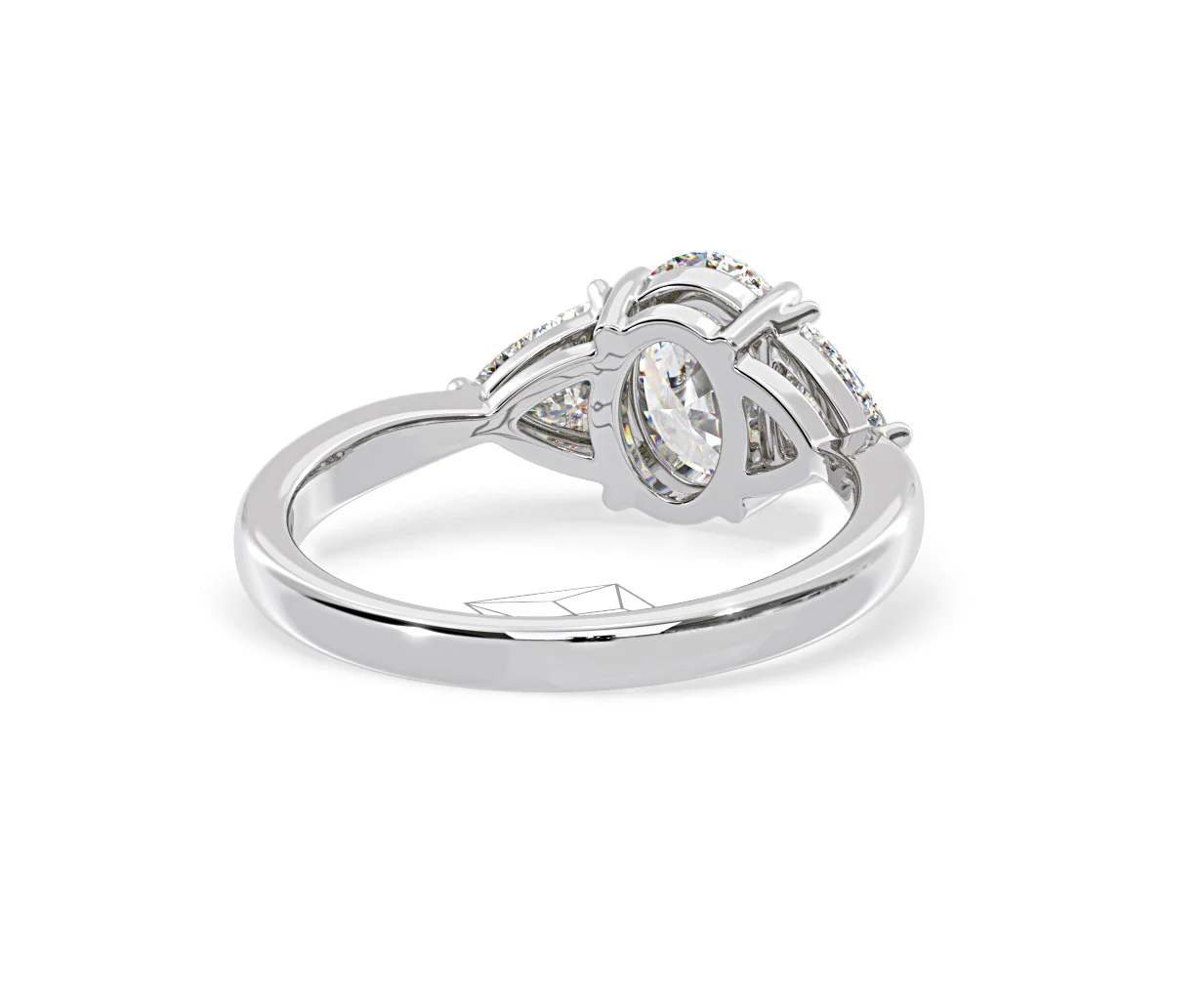 Dalia Lab Diamond Oval with Trillions 1.70ct Ring in 18K White Gold F/VS1 - Image 132