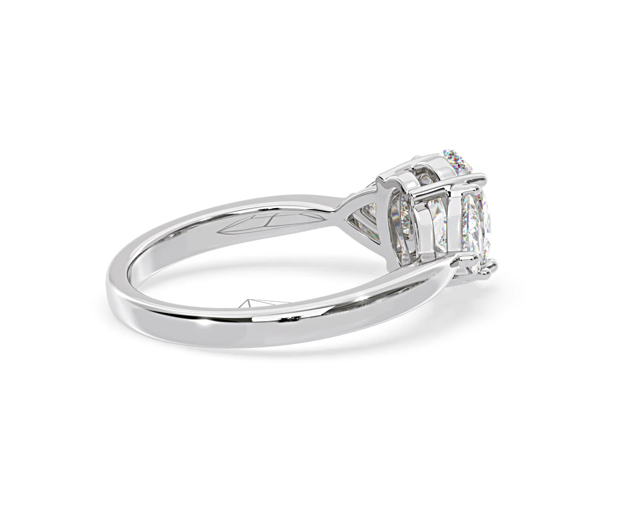 Dalia Lab Diamond Oval with Trillions 1.70ct Ring in 18K White Gold F/VS1 - Image 141