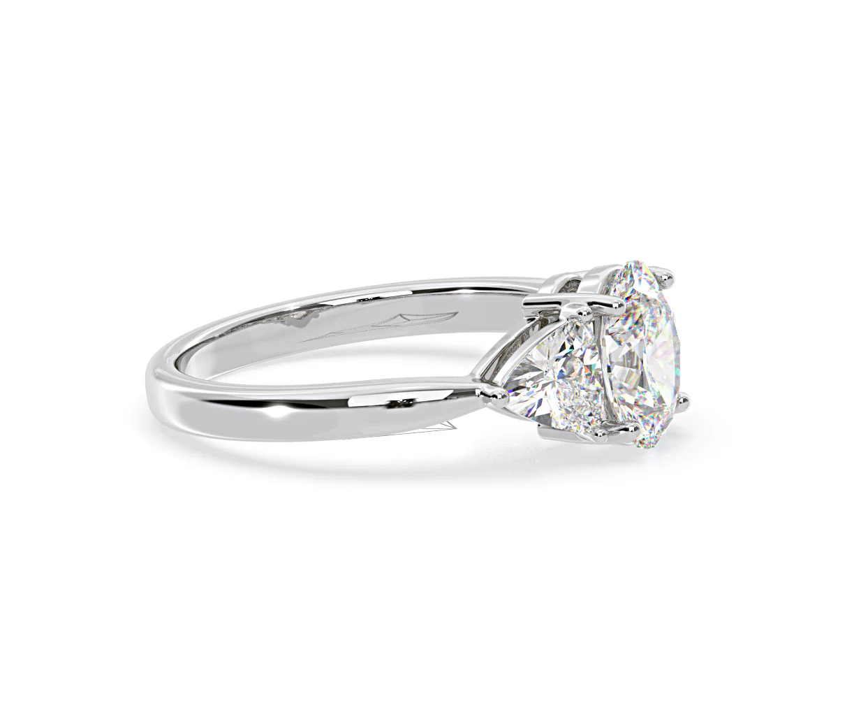 Dalia Lab Diamond Oval with Trillions 1.70ct Ring in 18K White Gold F/VS1 - Image 153