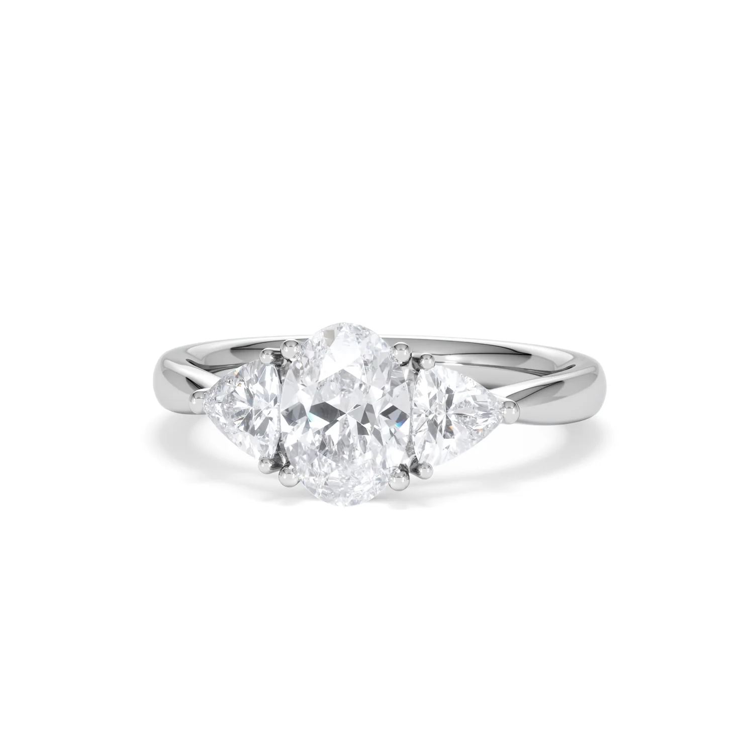 Dalia Lab Diamond Oval with Trillions 1.70ct Ring in Platinum F/VS1 - Image 9
