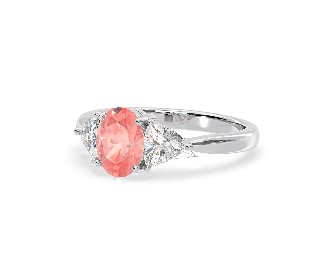 Dalia Pink Lab Diamond Oval with Trillions 1.70ct Ring in 18K White Gold - Elara Collection - Image 13