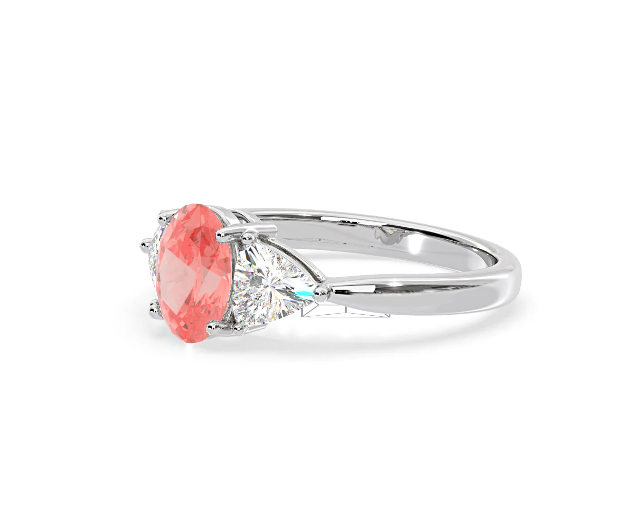 Dalia Pink Lab Diamond Oval with Trillions 1.70ct Ring in 18K White Gold - Elara Collection - Image 17