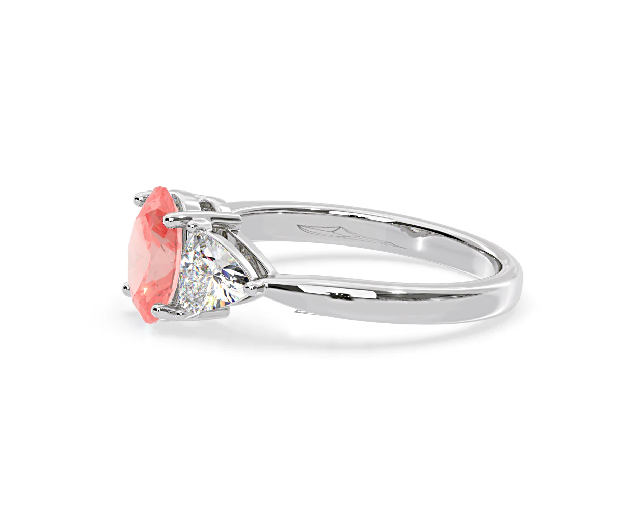 Dalia Pink Lab Diamond Oval with Trillions 1.70ct Ring in 18K White Gold - Elara Collection - Image 22