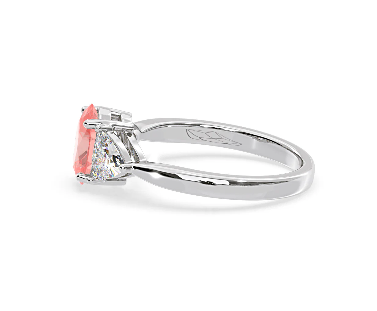 Dalia Pink Lab Diamond Oval with Trillions 1.70ct Ring in 18K White Gold - Elara Collection - Image 26
