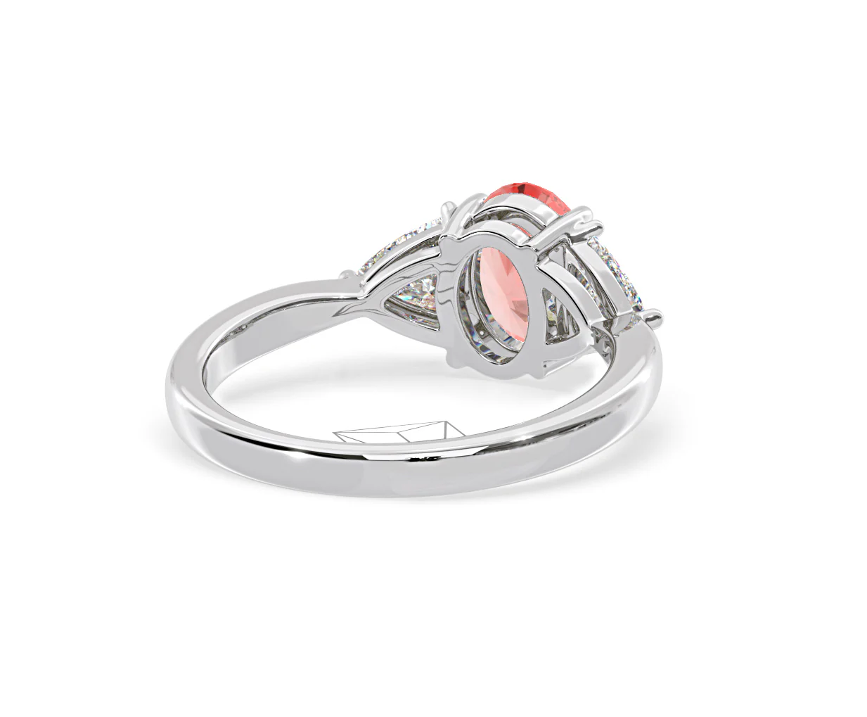Dalia Pink Lab Diamond Oval with Trillions 1.70ct Ring in 18K White Gold - Elara Collection - Image 52