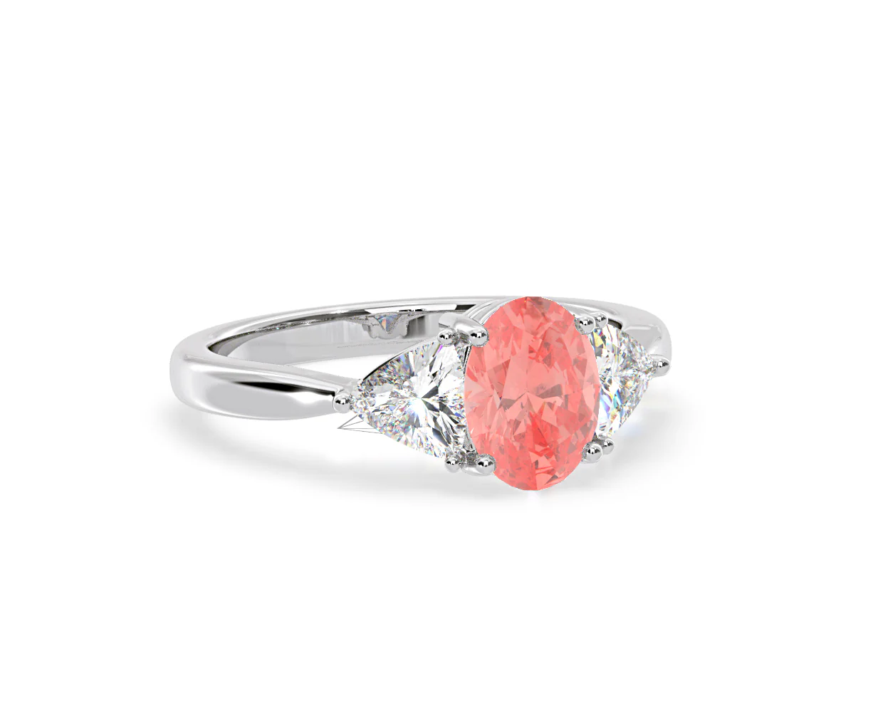 Dalia Pink Lab Diamond Oval with Trillions 1.70ct Ring in 18K White Gold - Elara Collection - Image 81