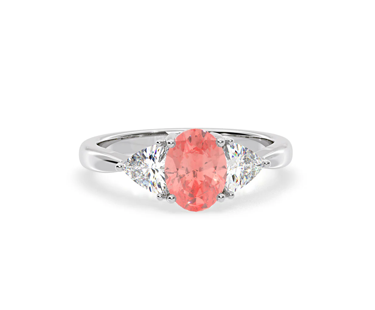Dalia Pink Lab Diamond Oval with Trillions 1.70ct Ring in 18K White Gold - Elara Collection - Image 85