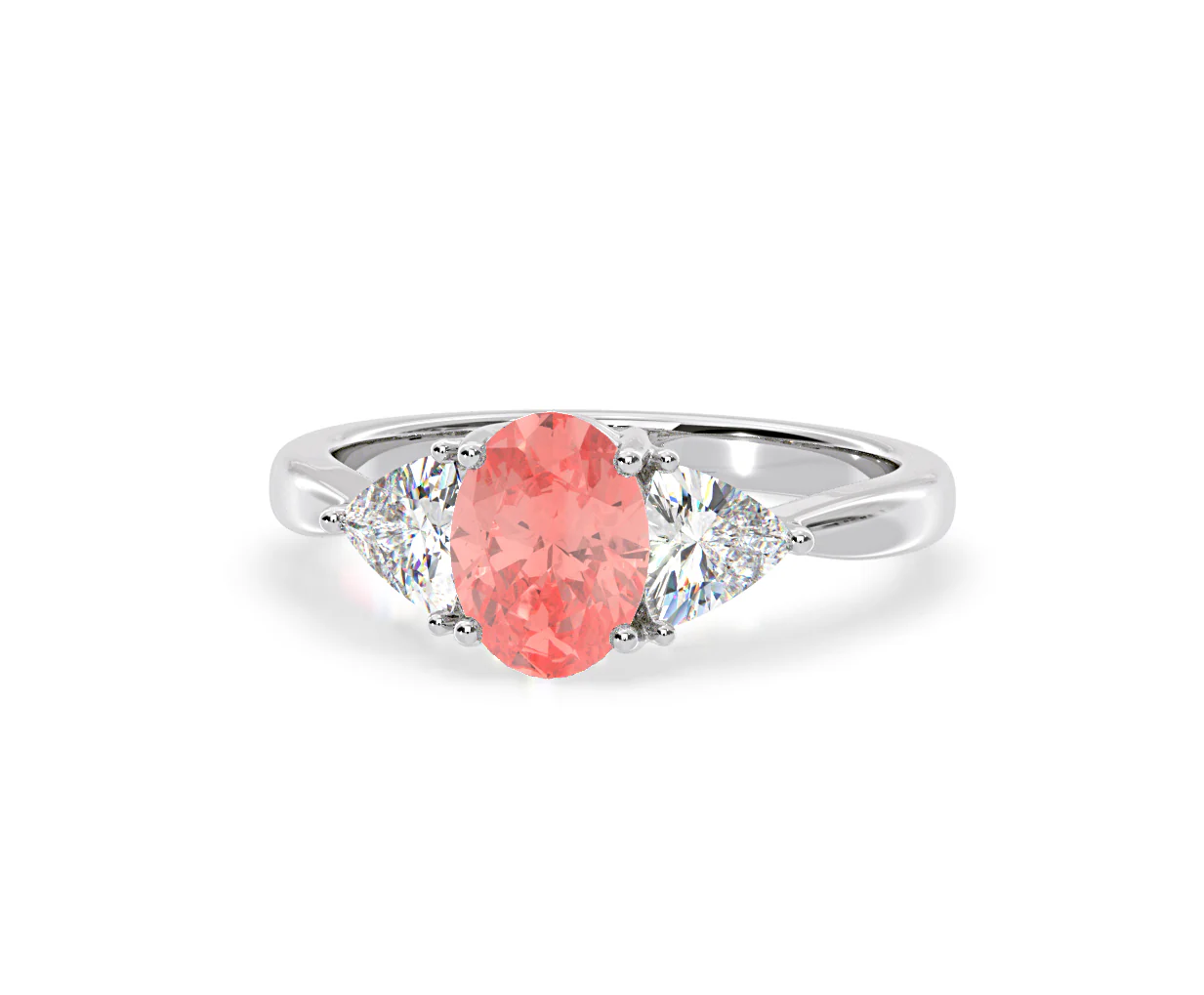 Dalia Pink Lab Diamond Oval with Trillions 1.70ct Ring in 18K White Gold - Elara Collection - Image 9