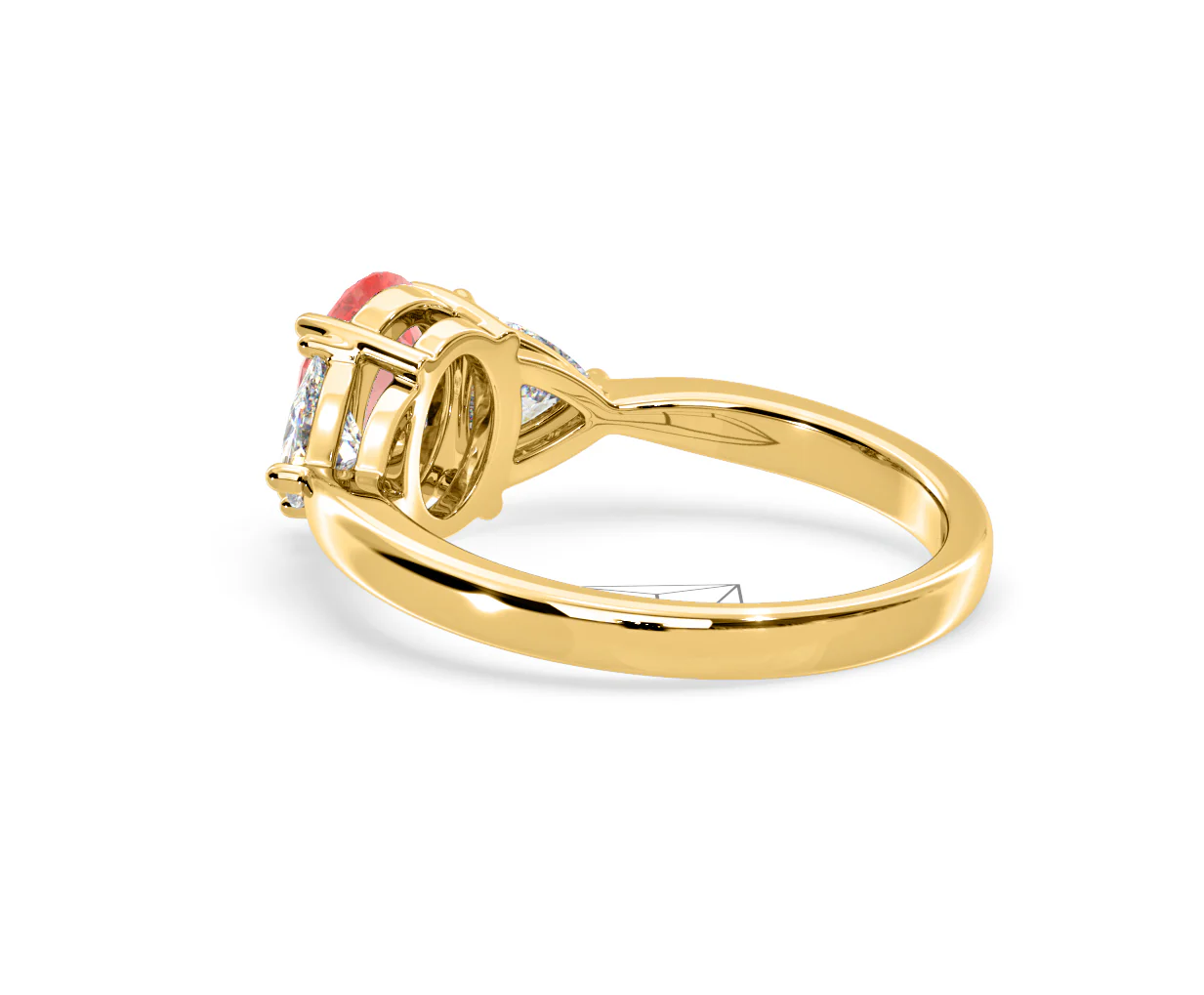 Dalia Pink Lab Diamond Oval with Trillions 1.70ct Ring in 18K Yellow Gold - Elara Collection - Image 36