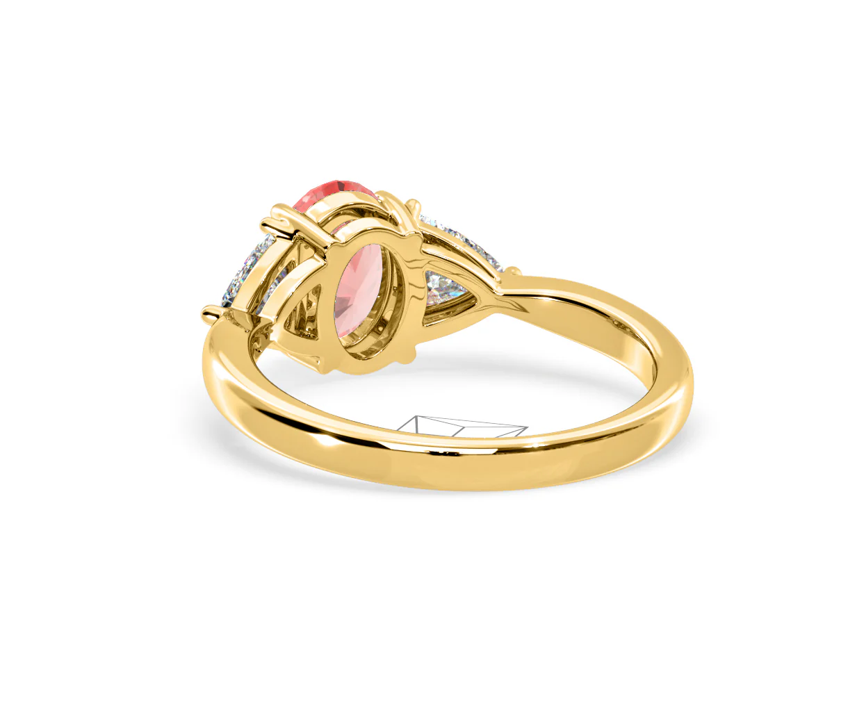 Dalia Pink Lab Diamond Oval with Trillions 1.70ct Ring in 18K Yellow Gold - Elara Collection - Image 41