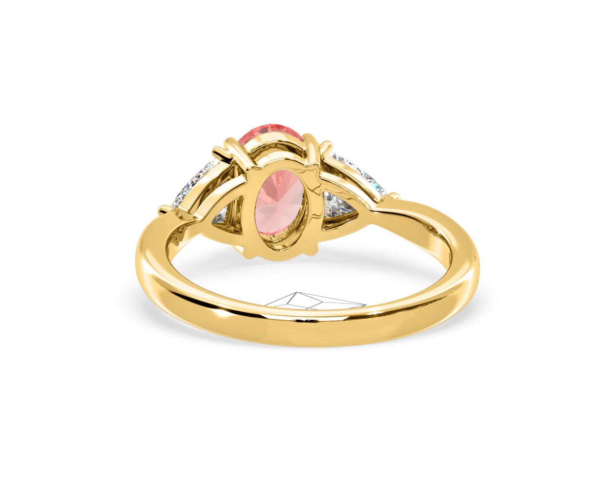 Dalia Pink Lab Diamond Oval with Trillions 1.70ct Ring in 18K Yellow Gold - Elara Collection - Image 44